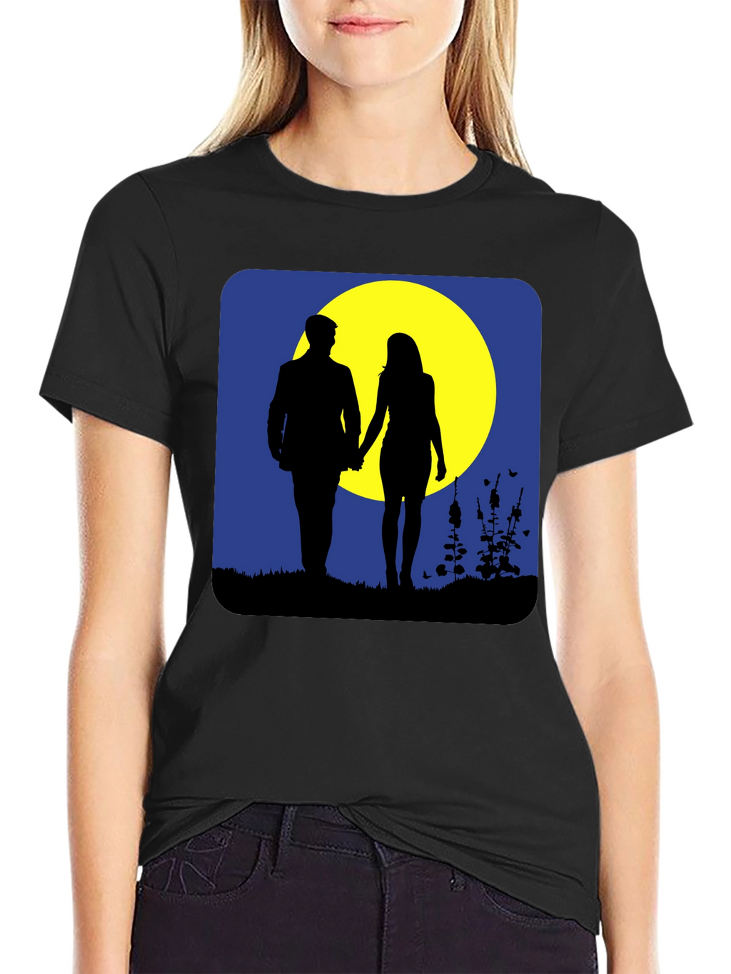 Romantic Moonlight Walk Graphic T-Shirt