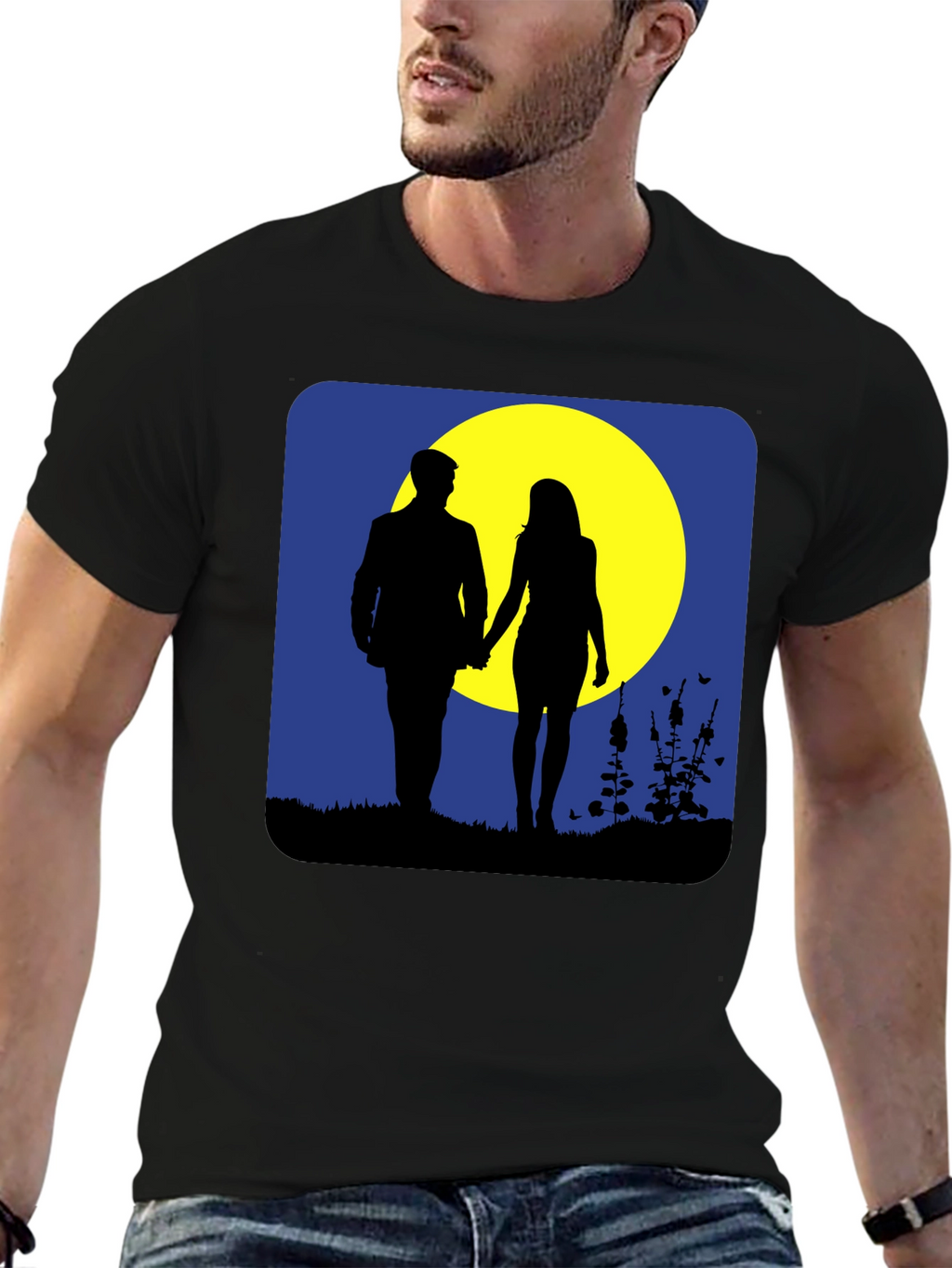 Romantic Moonlight Walk Graphic T-Shirt