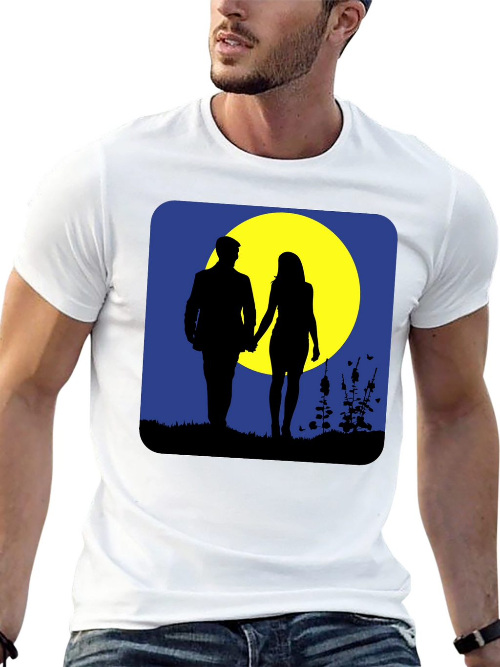 Romantic Moonlight Walk Graphic T-Shirt