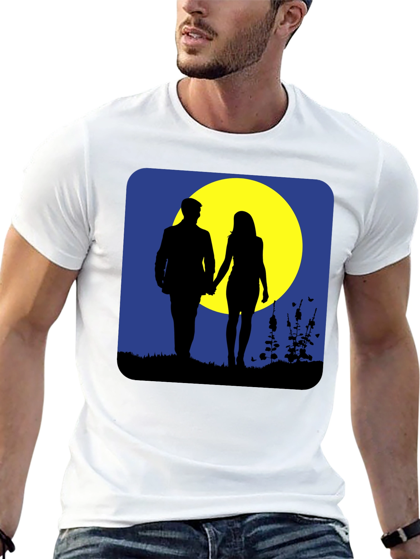 Romantic Moonlight Walk Graphic T-Shirt