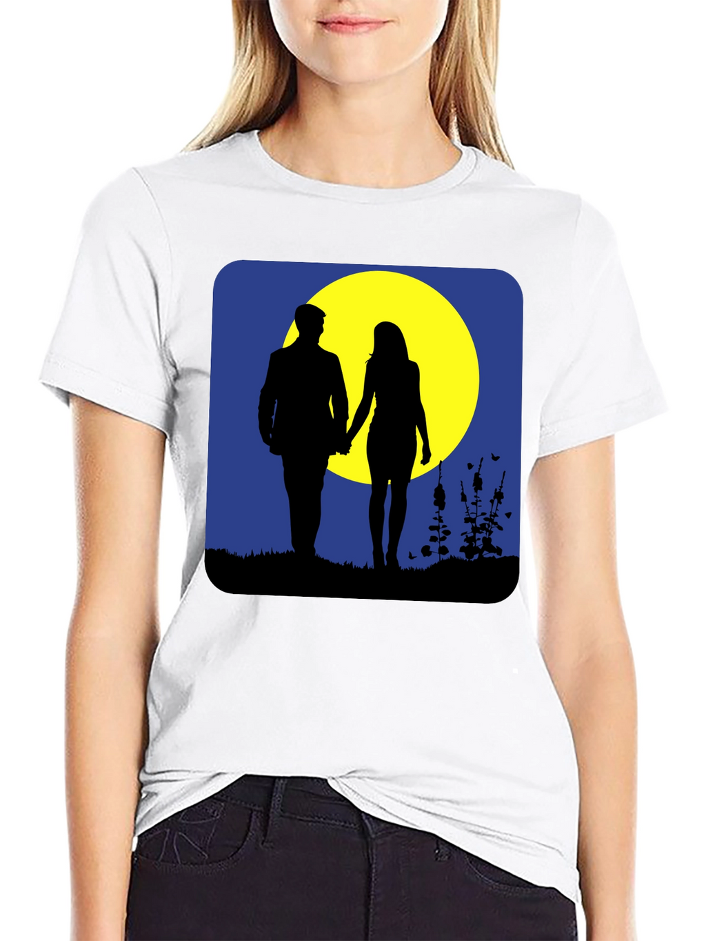 Romantic Moonlight Walk Graphic T-Shirt
