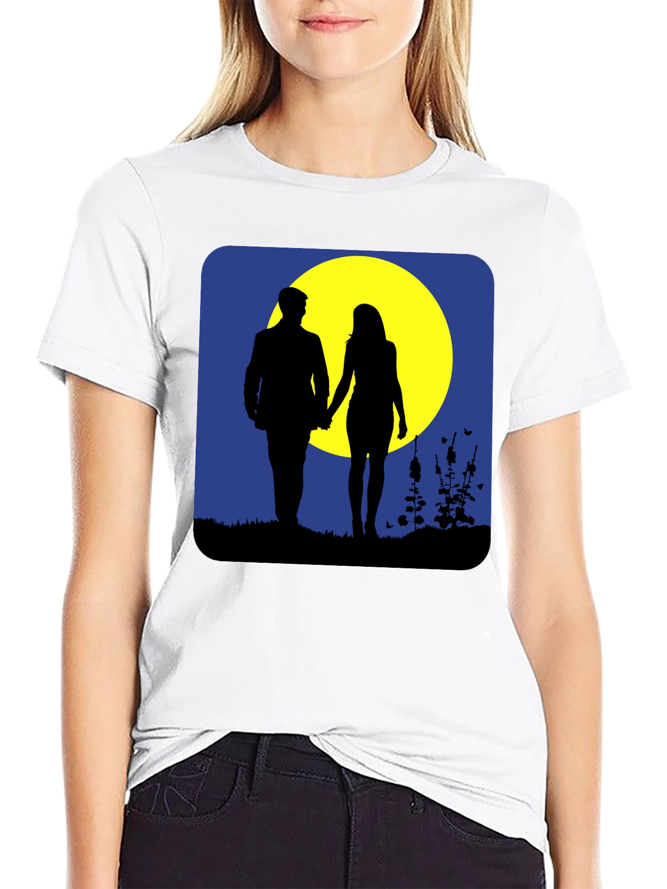 Romantic Moonlight Walk Graphic T-Shirt