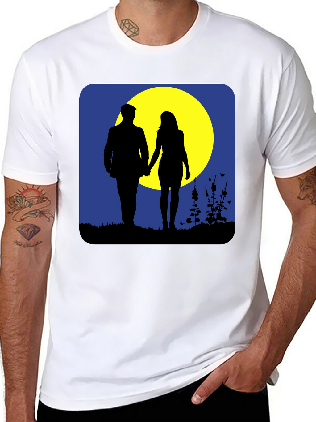 Romantic Moonlight Walk Graphic T-Shirt