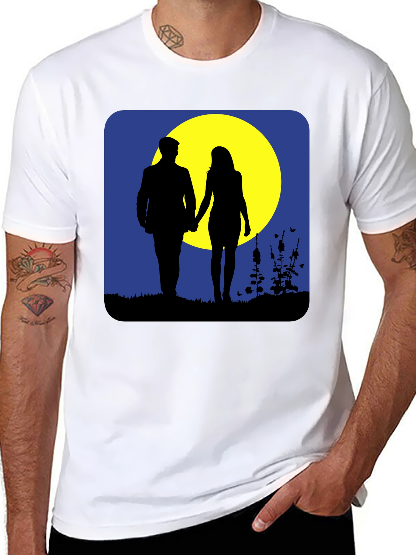 Romantic Moonlight Walk Graphic T-Shirt