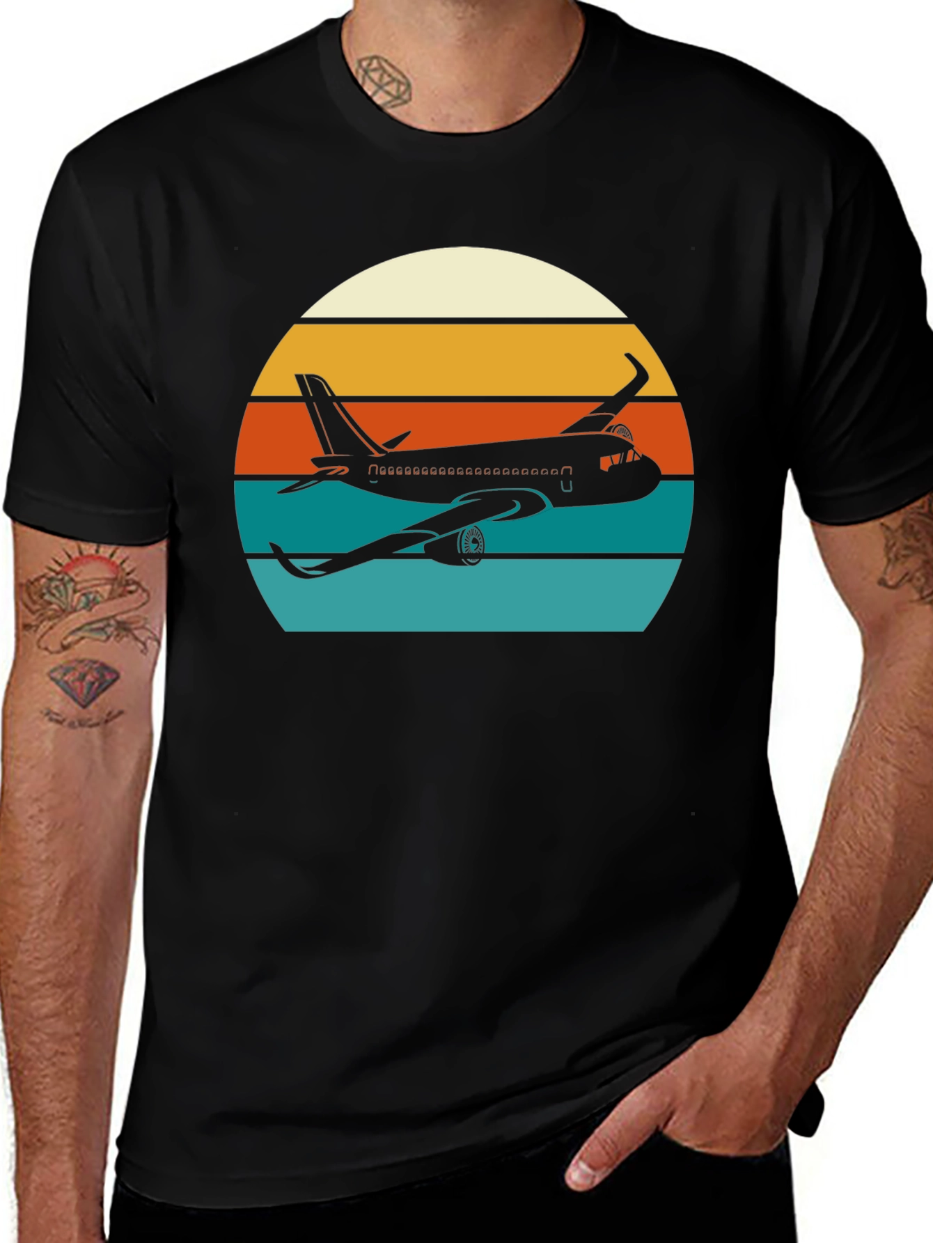 Retro Airplane Sunset T-Shirt - Aviation Tee