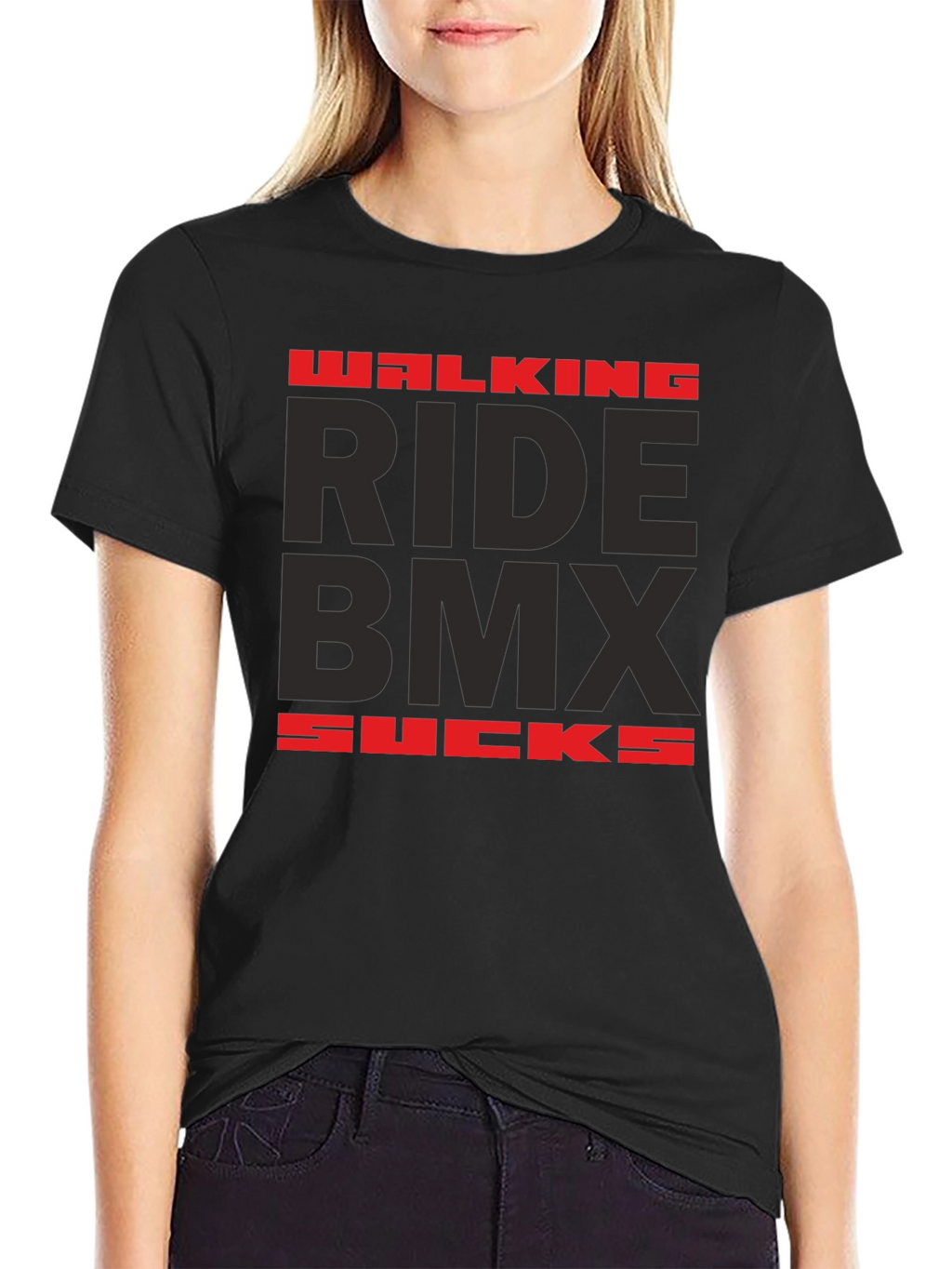 Walking Ride BMX Sucks Graphic Tee - Black