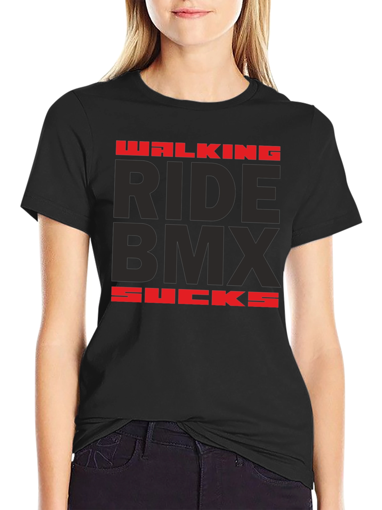 Walking Ride BMX Sucks Graphic Tee - Black