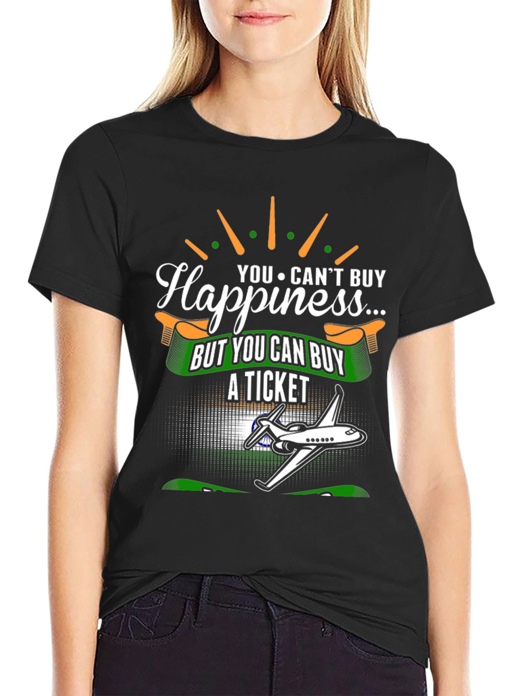 Happiness Ticket T-Shirt - Airplane Graphic Tee