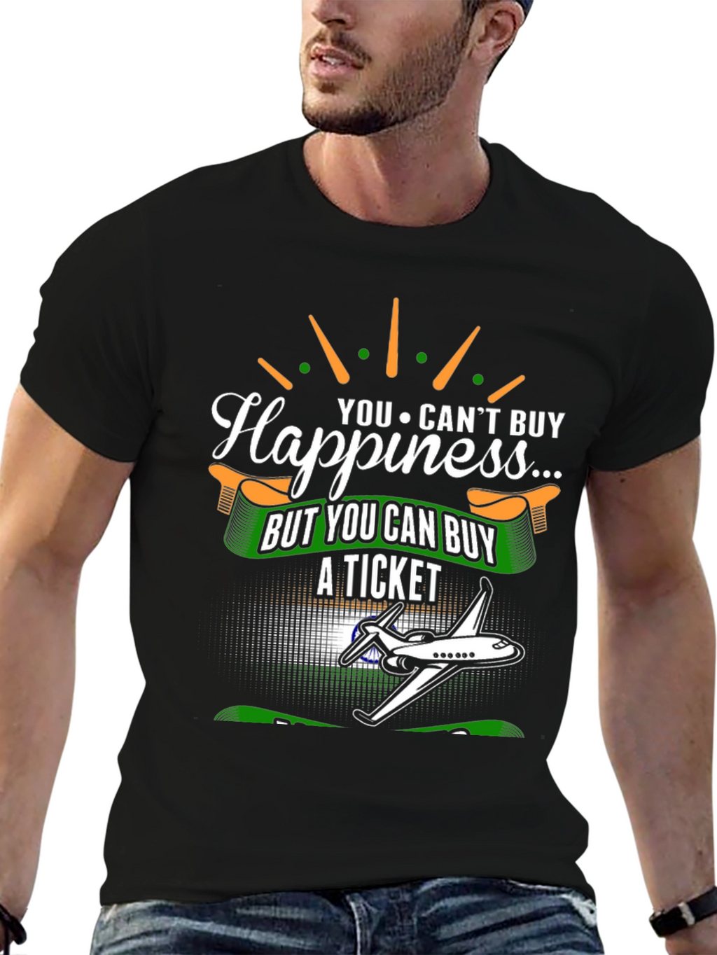 Happiness Ticket T-Shirt - Airplane Graphic Tee