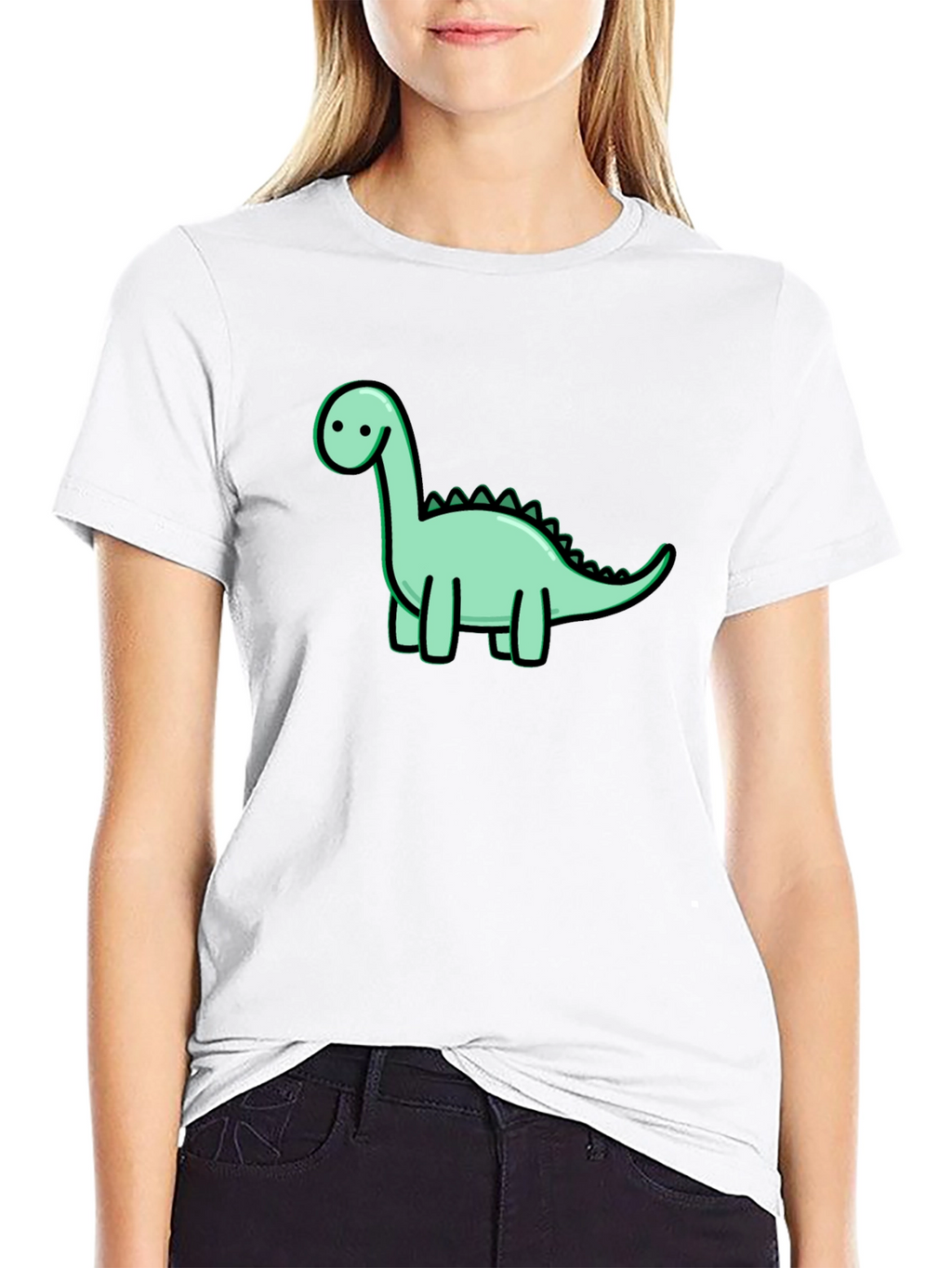 Cute Dinosaur Graphic Black T-Shirt