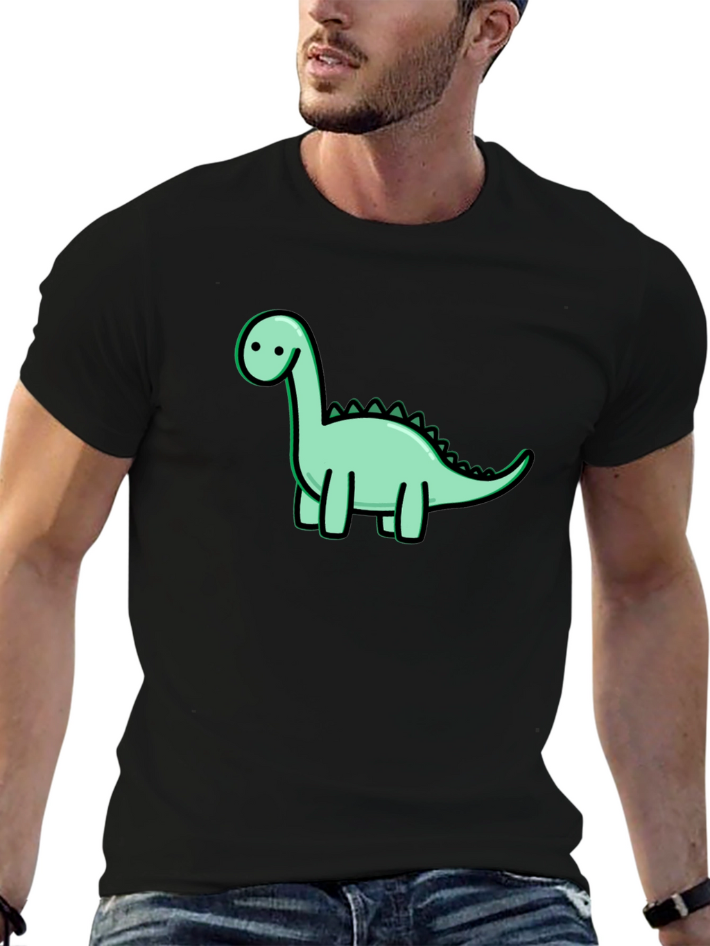 Cute Dinosaur Graphic Black T-Shirt