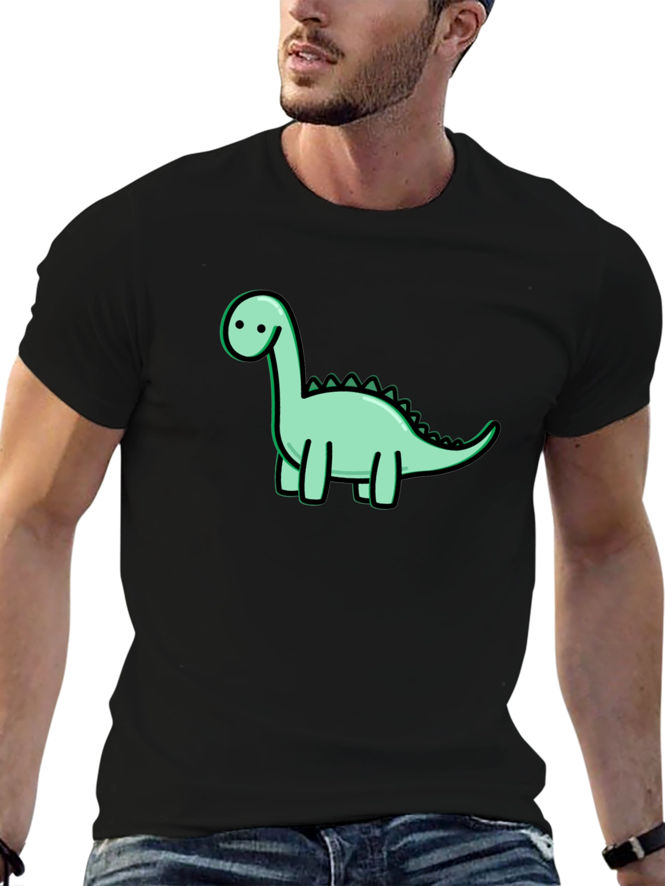 Cute Dinosaur Graphic Black T-Shirt