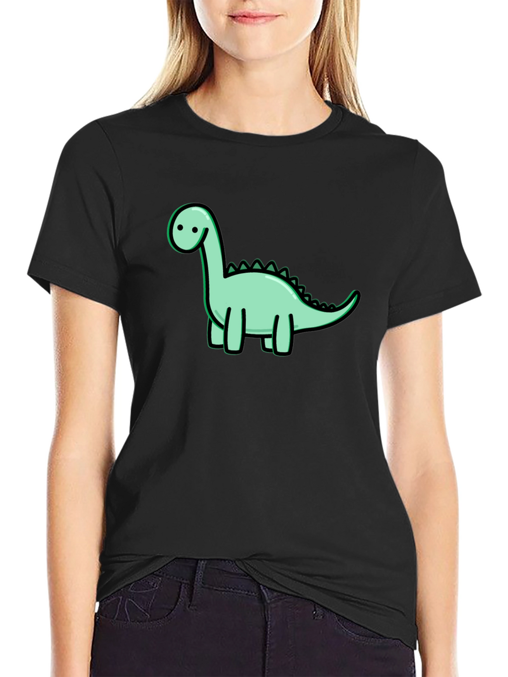 Cute Dinosaur Graphic Black T-Shirt