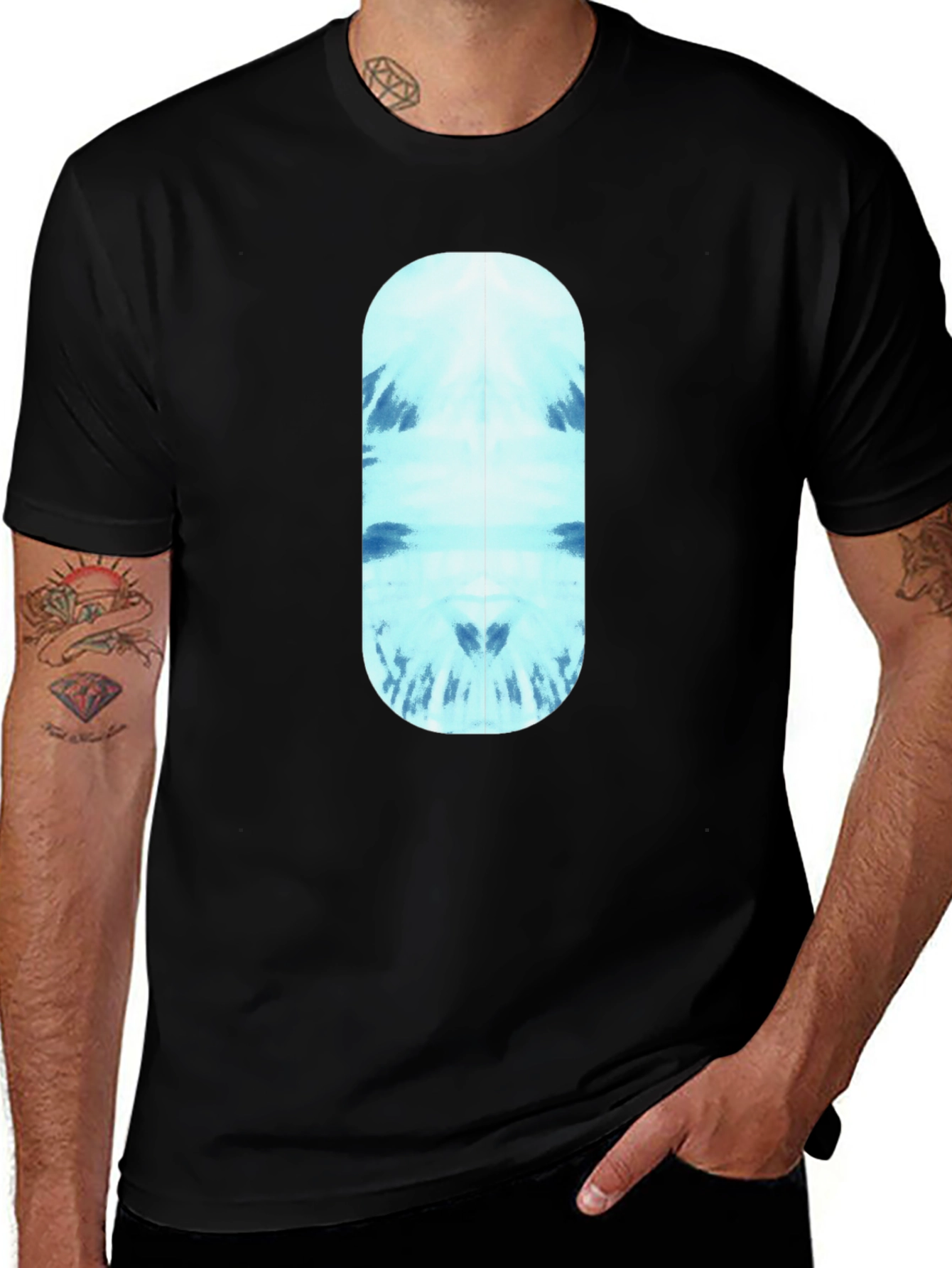 Cool Blue Tie-Dye Capsule Graphic Black T-Shirt