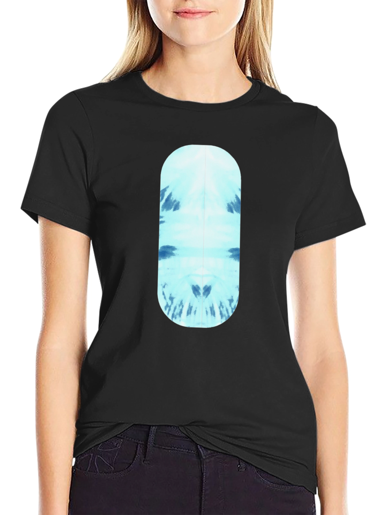 Cool Blue Tie-Dye Capsule Graphic Black T-Shirt
