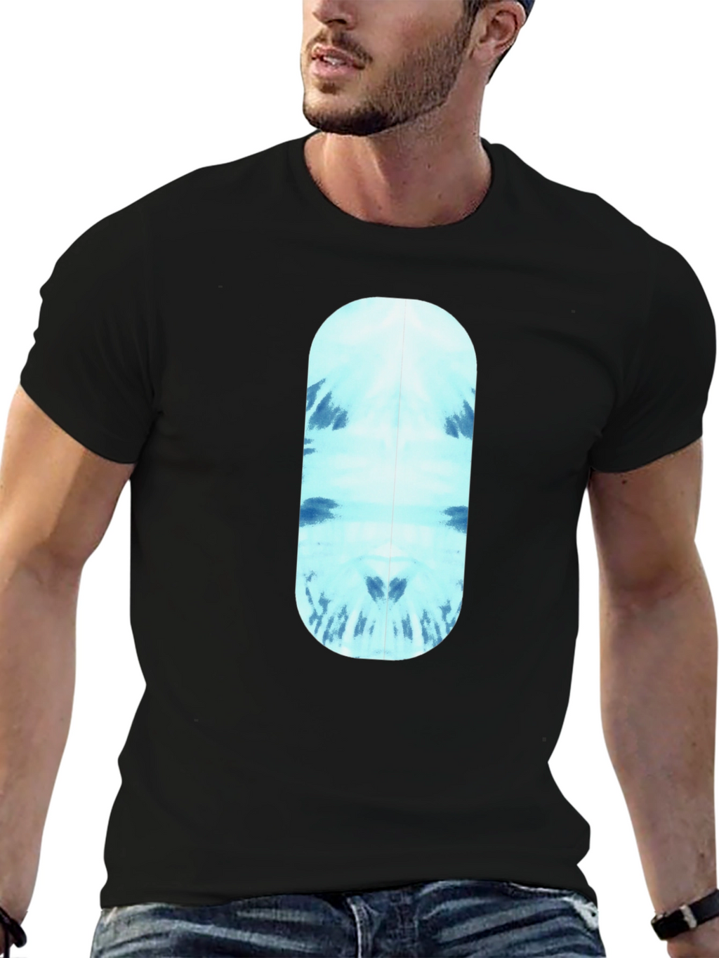 Cool Blue Tie-Dye Capsule Graphic Black T-Shirt