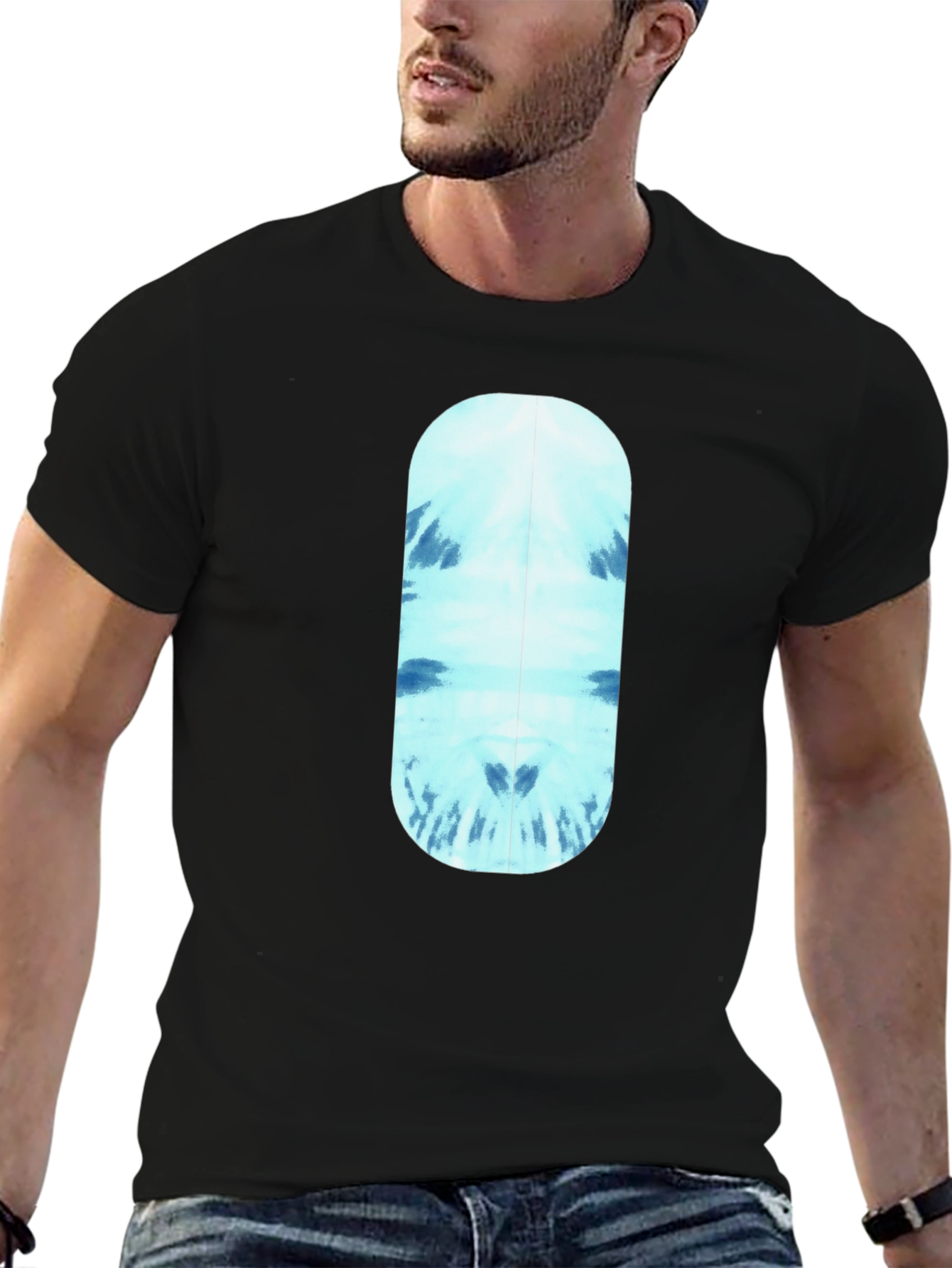 Cool Blue Tie-Dye Capsule Graphic Black T-Shirt