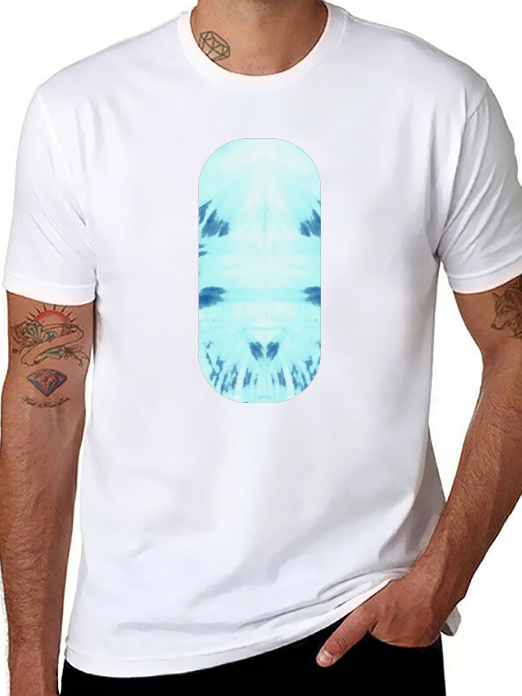 Cool Blue Tie-Dye Capsule Graphic Black T-Shirt