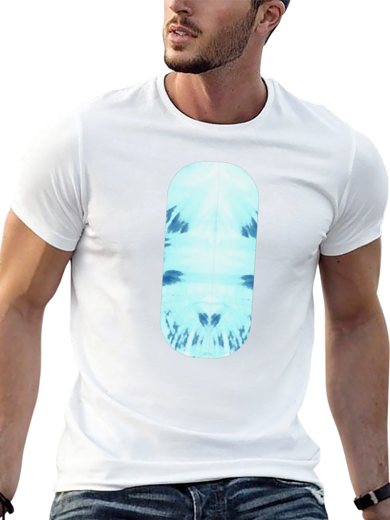 Cool Blue Tie-Dye Capsule Graphic Black T-Shirt