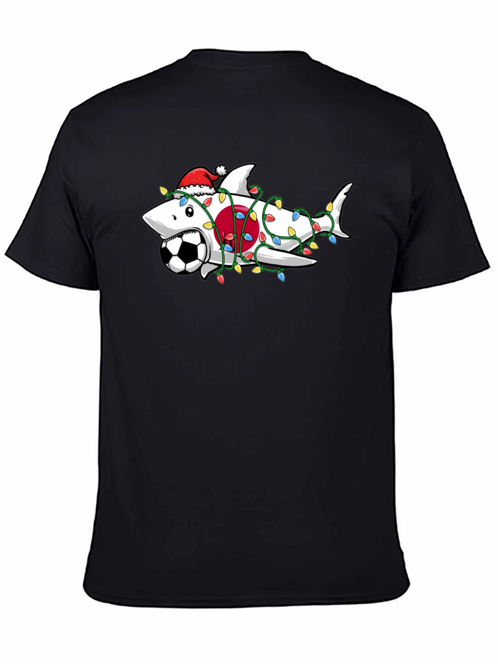 Holiday Shark Soccer Black T-Shirt