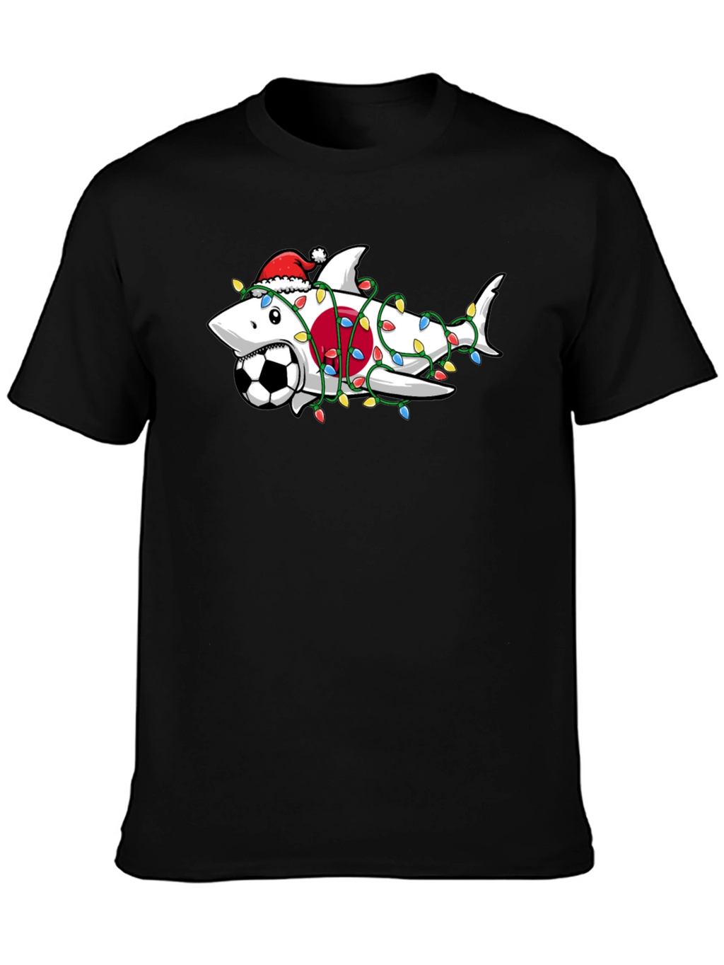 Holiday Shark Soccer Black T-Shirt