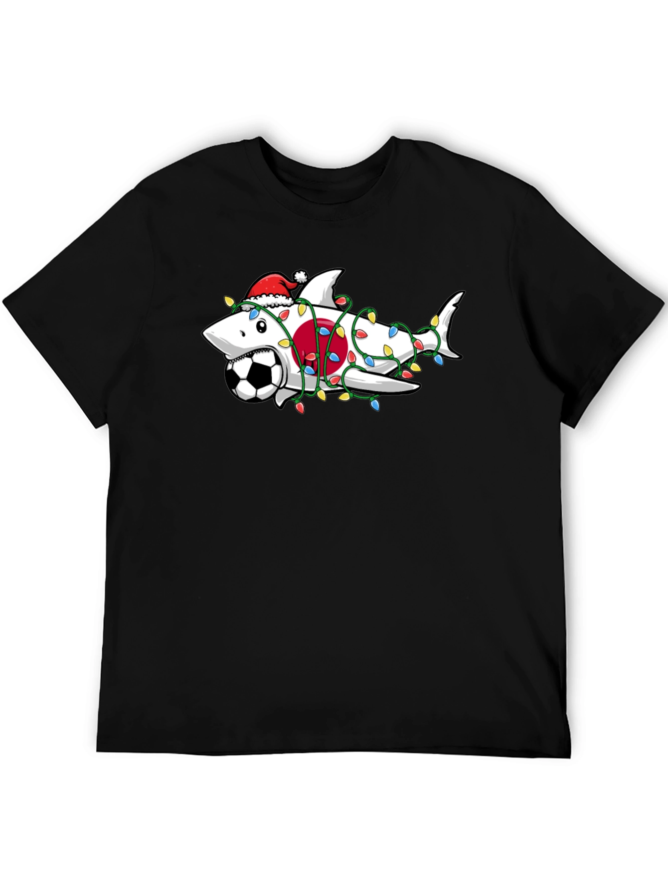 Holiday Shark Soccer Black T-Shirt