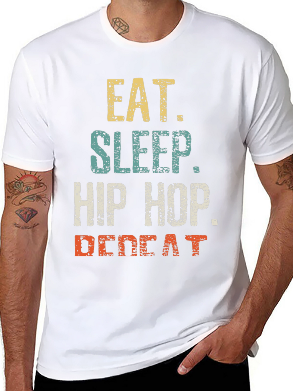 Eat Sleep Hip Hop Repeat Mens Graphic T-Shirt