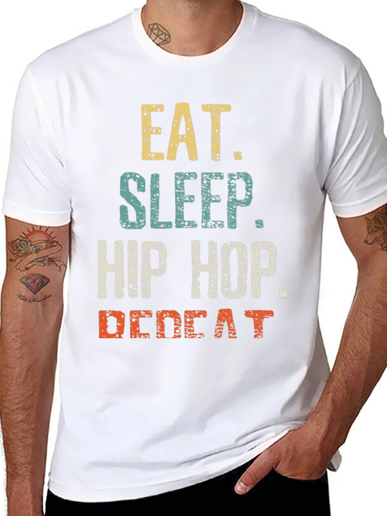 Eat Sleep Hip Hop Repeat Mens Graphic T-Shirt