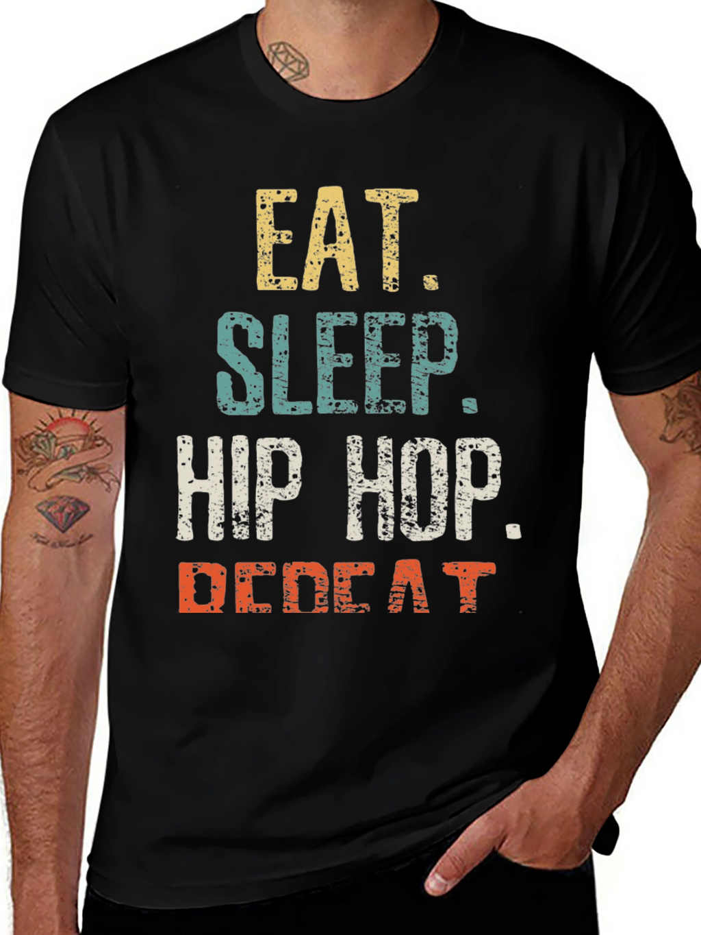 Eat Sleep Hip Hop Repeat Mens Graphic T-Shirt