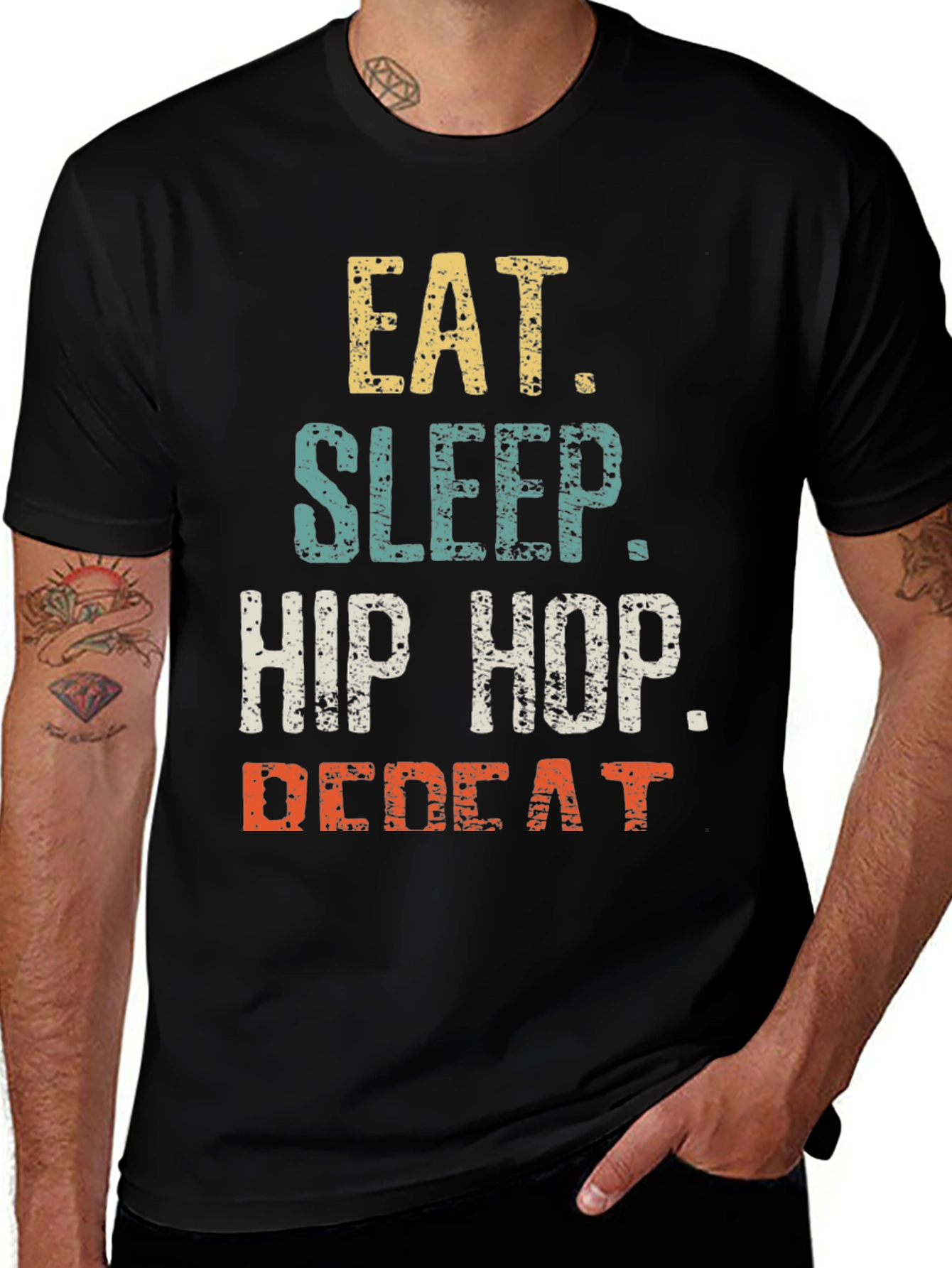 Eat Sleep Hip Hop Repeat Mens Graphic T-Shirt