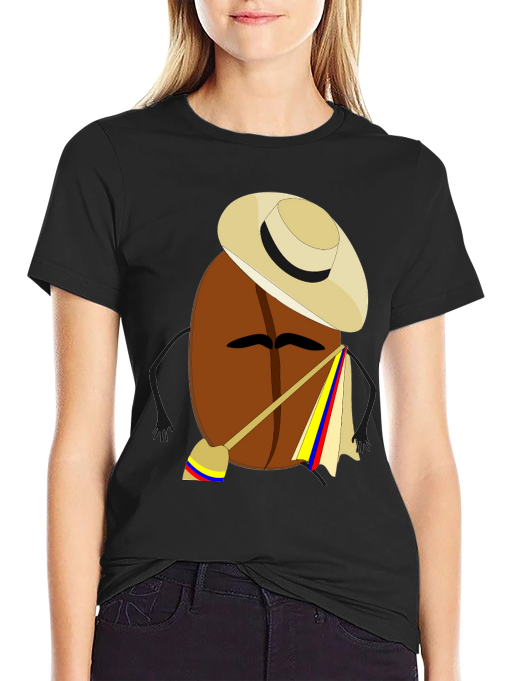 Colombian Coffee Bean Cartoon T-Shirt