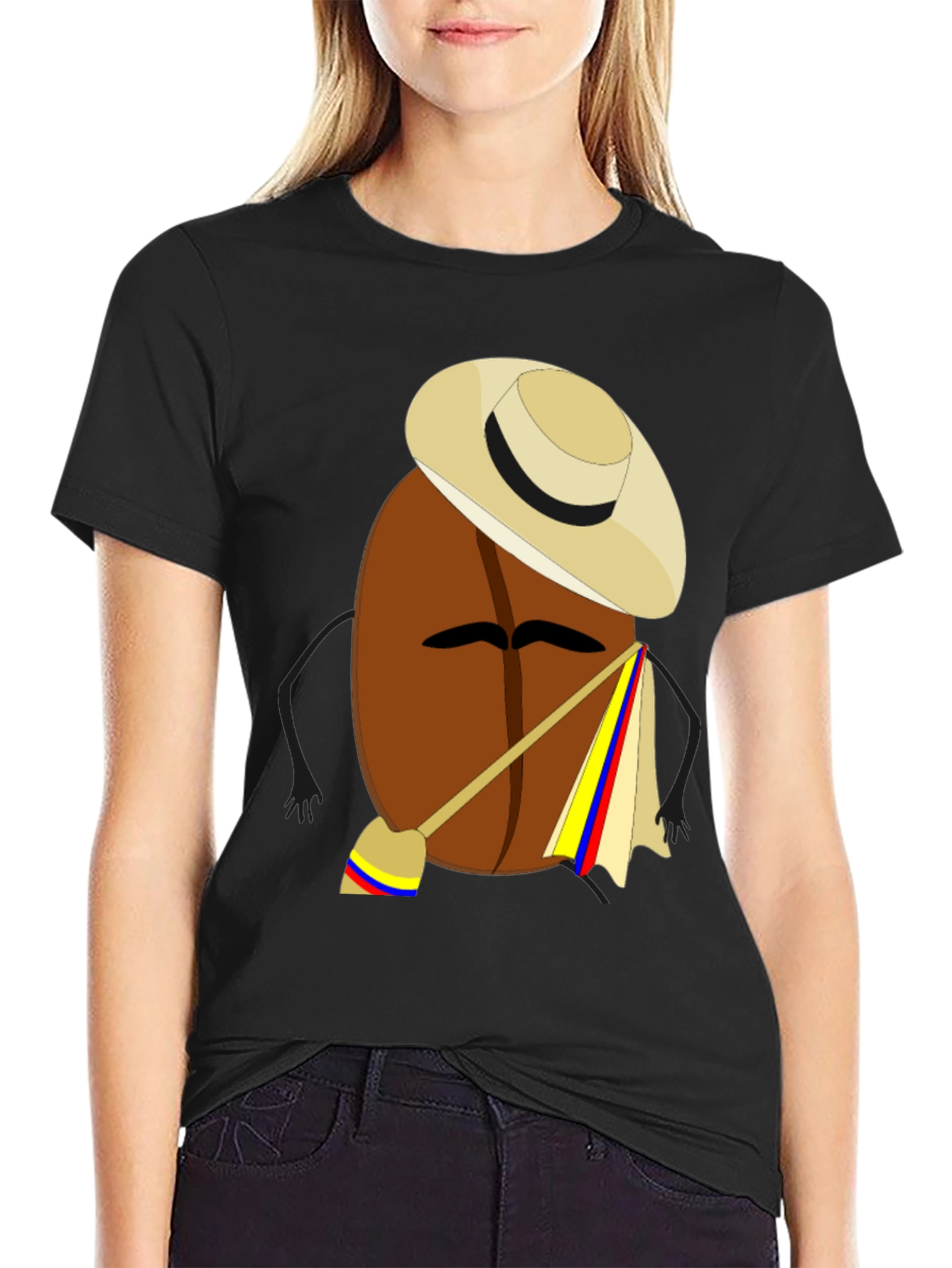 Colombian Coffee Bean Cartoon T-Shirt