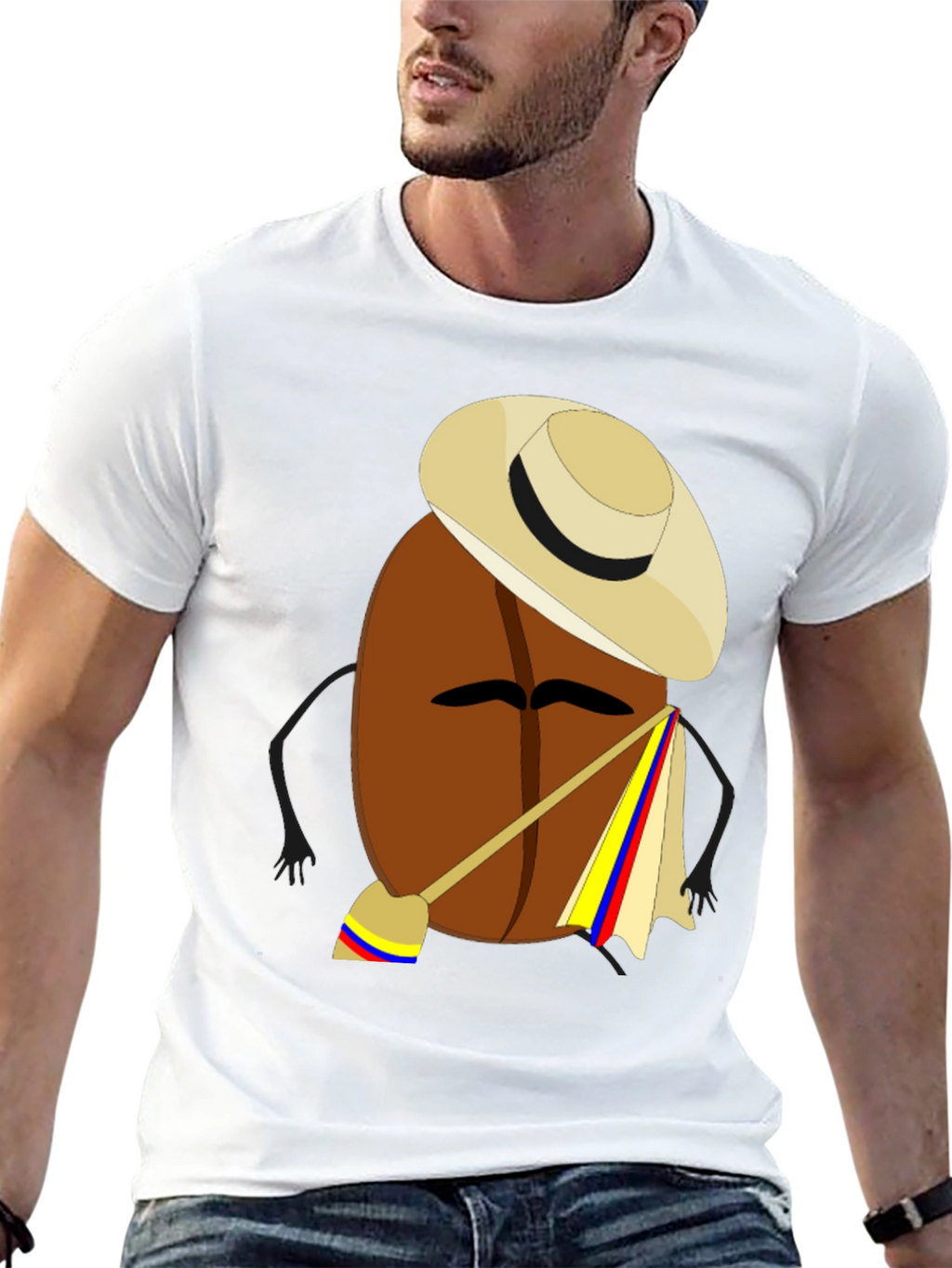 Colombian Coffee Bean Cartoon T-Shirt