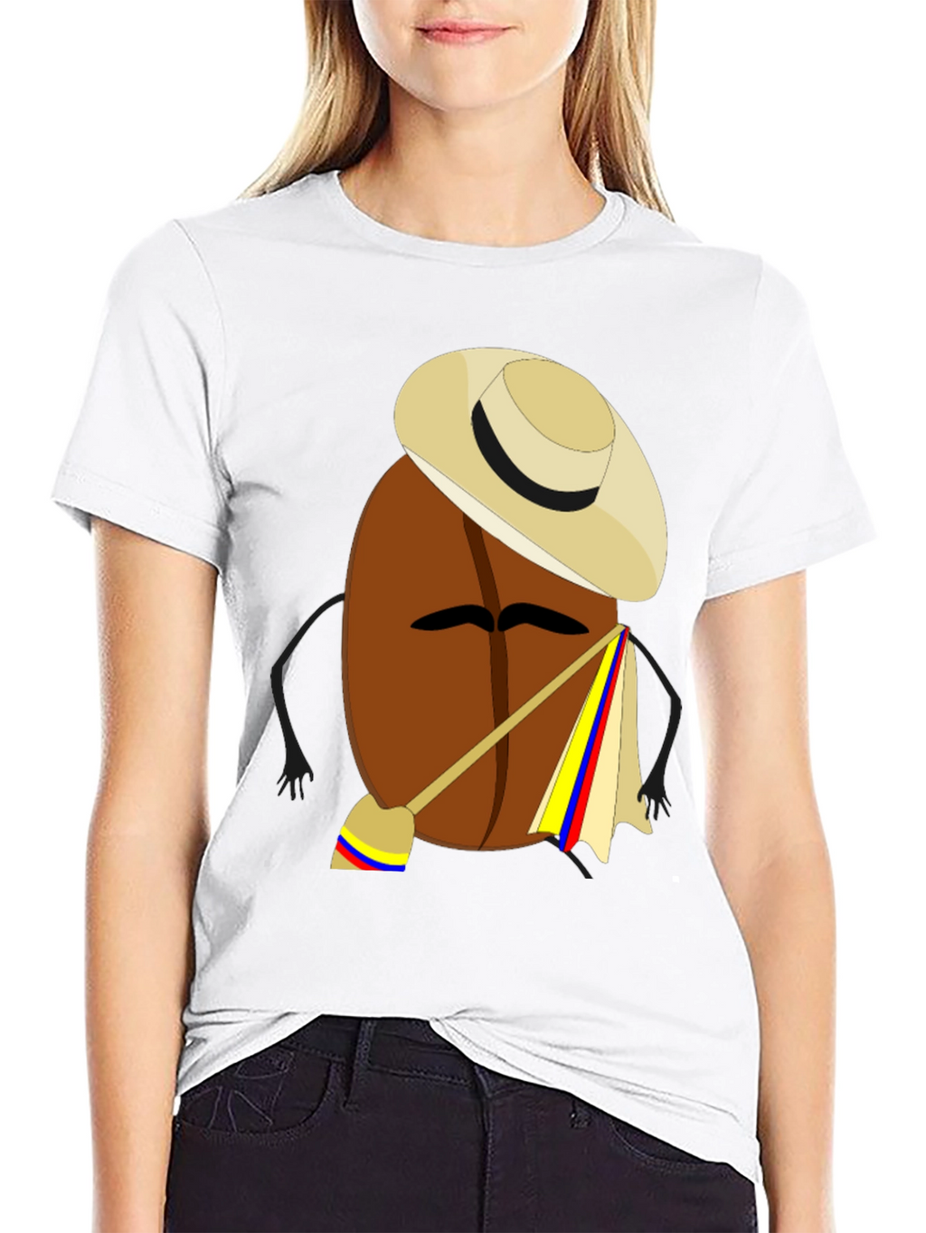Colombian Coffee Bean Cartoon T-Shirt