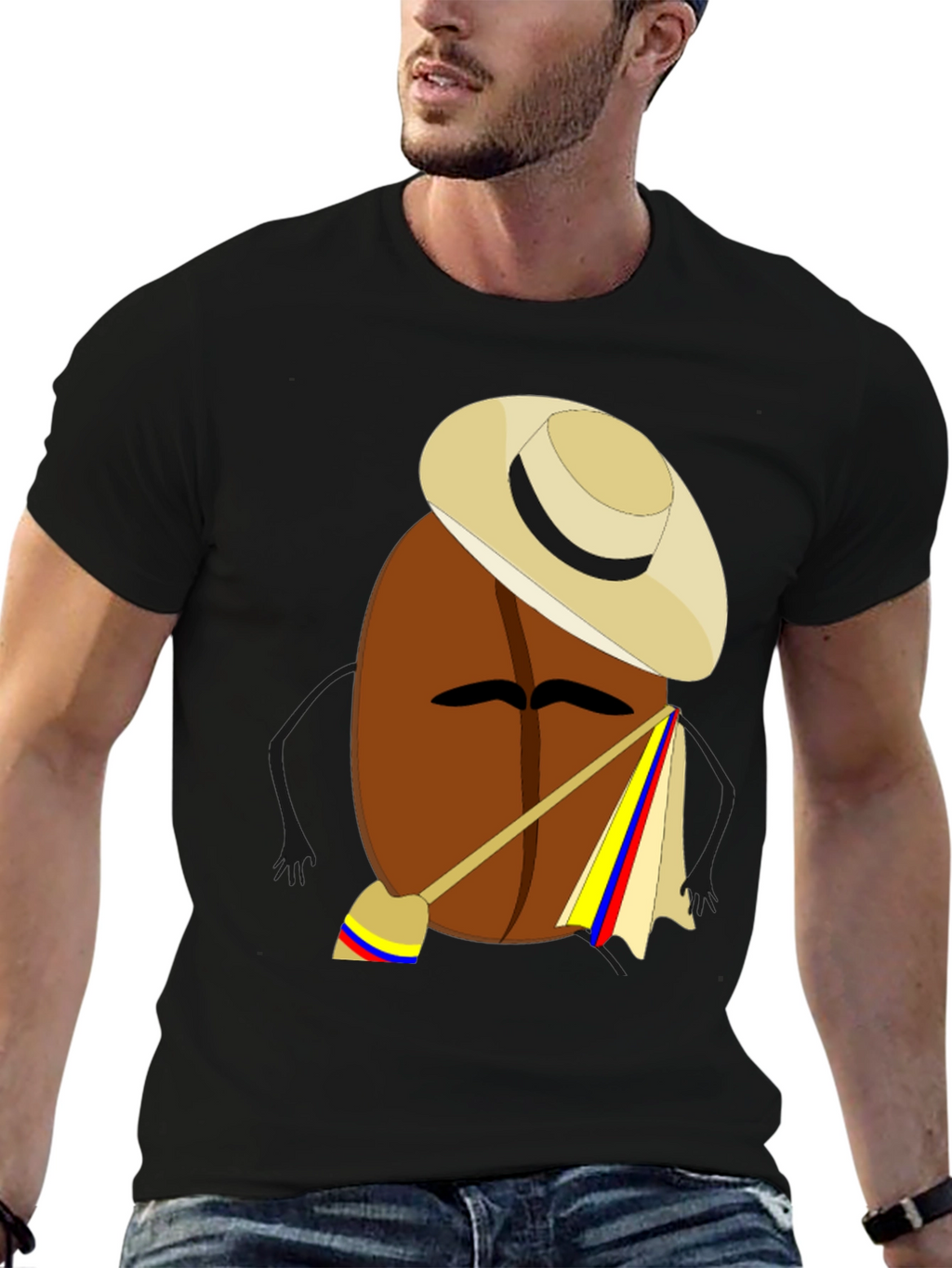 Colombian Coffee Bean Cartoon T-Shirt