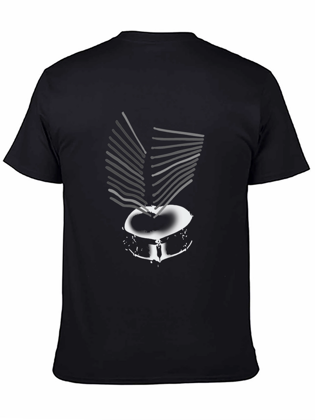 Drum Kit Graphic Tee - Black Cotton Casual T-Shirt