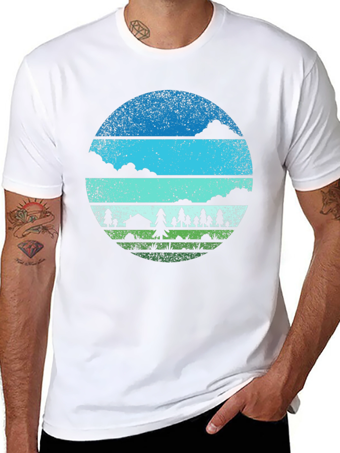 Outdoor Adventure Graphic Tee - Camping Scene