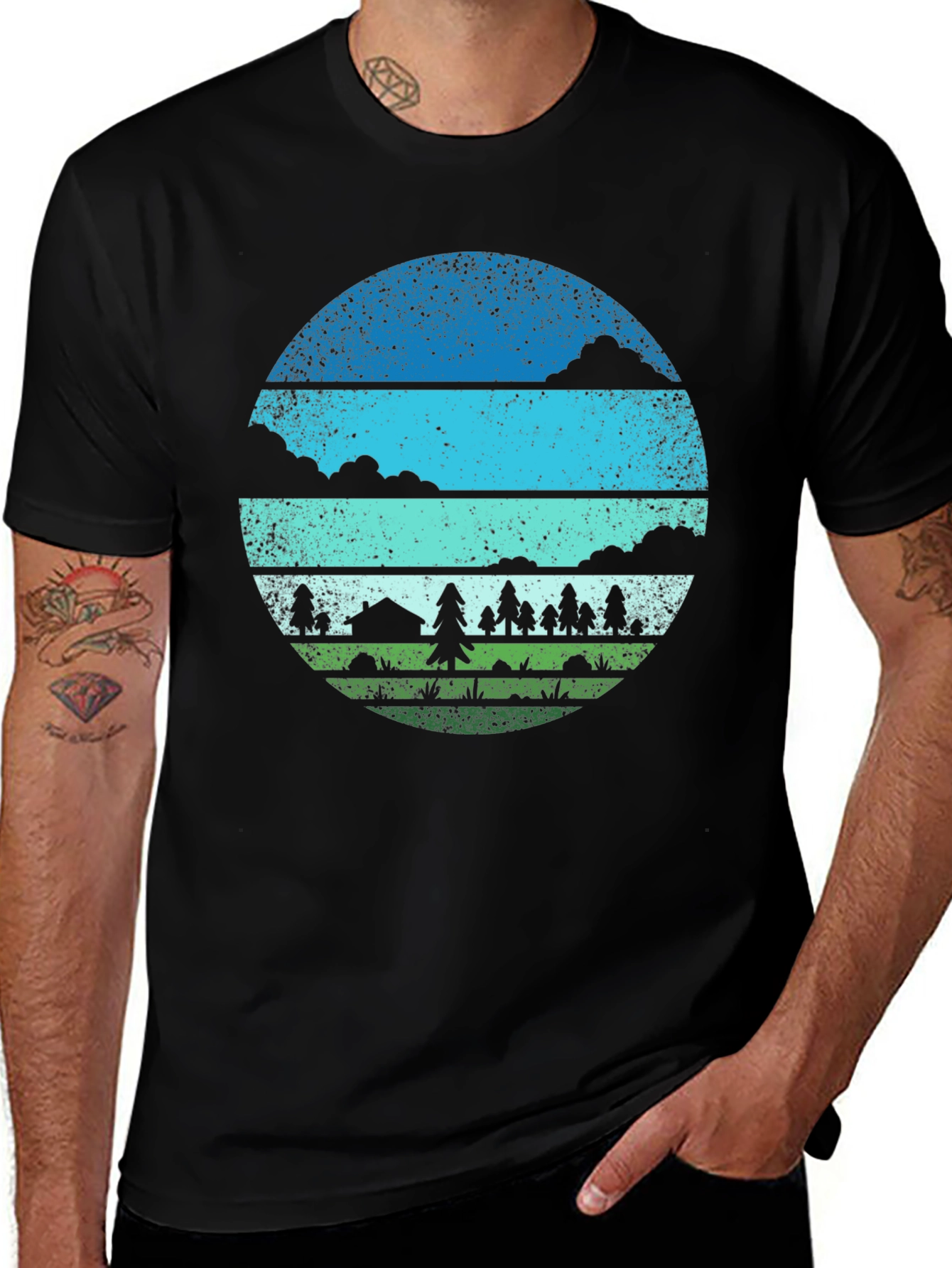 Outdoor Adventure Graphic Tee - Camping Scene