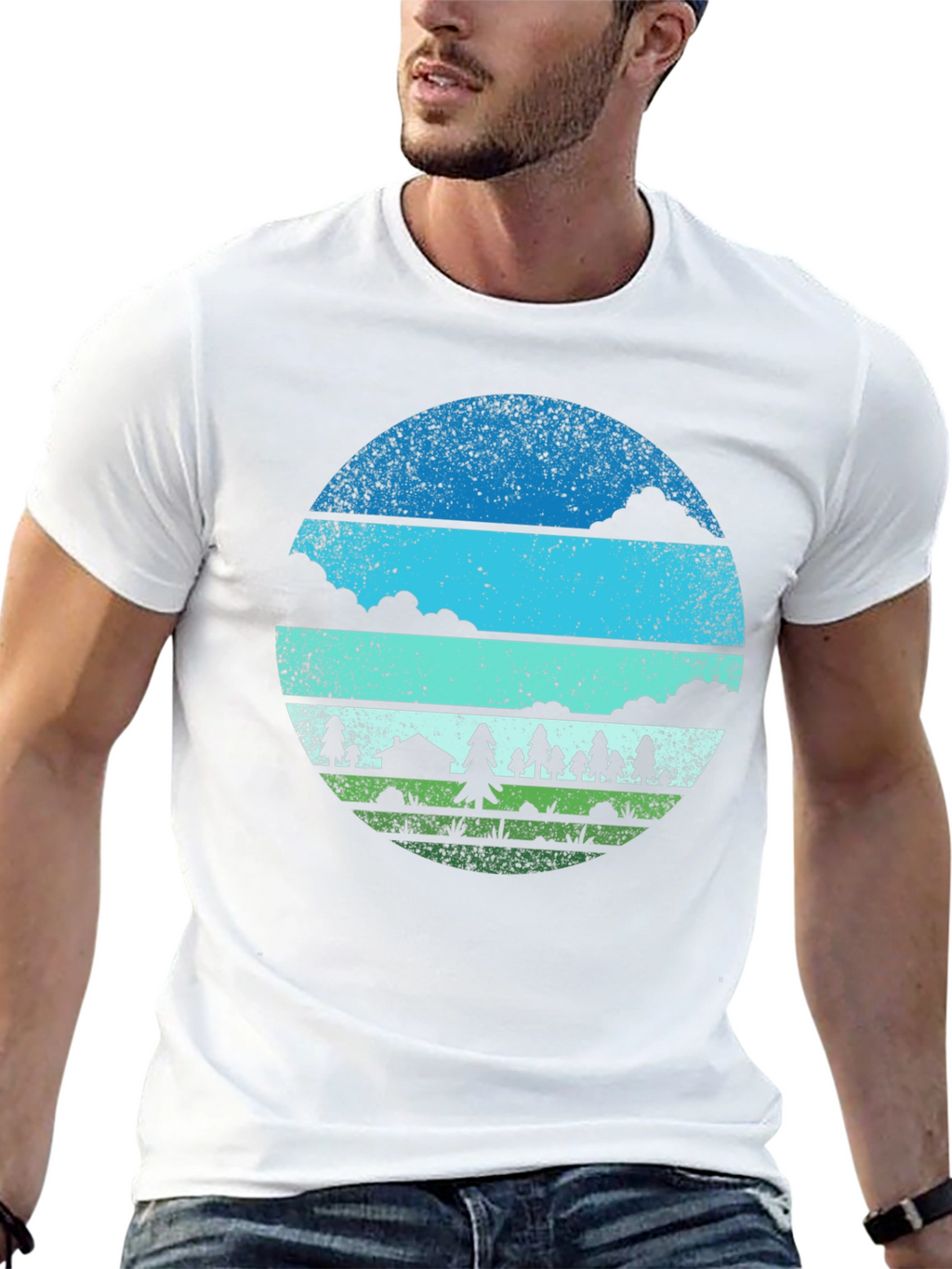 Outdoor Adventure Graphic Tee - Camping Scene