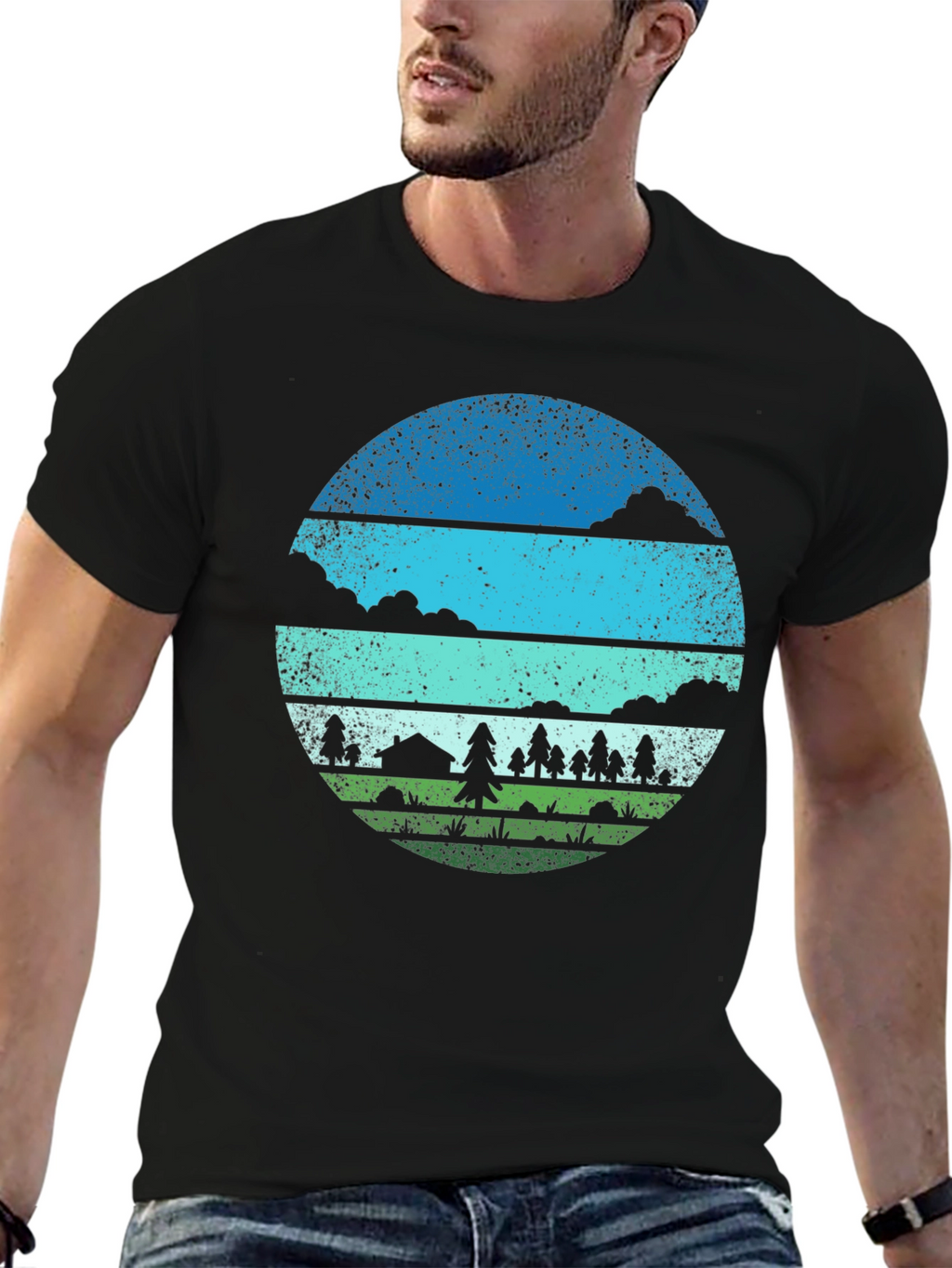 Outdoor Adventure Graphic Tee - Camping Scene