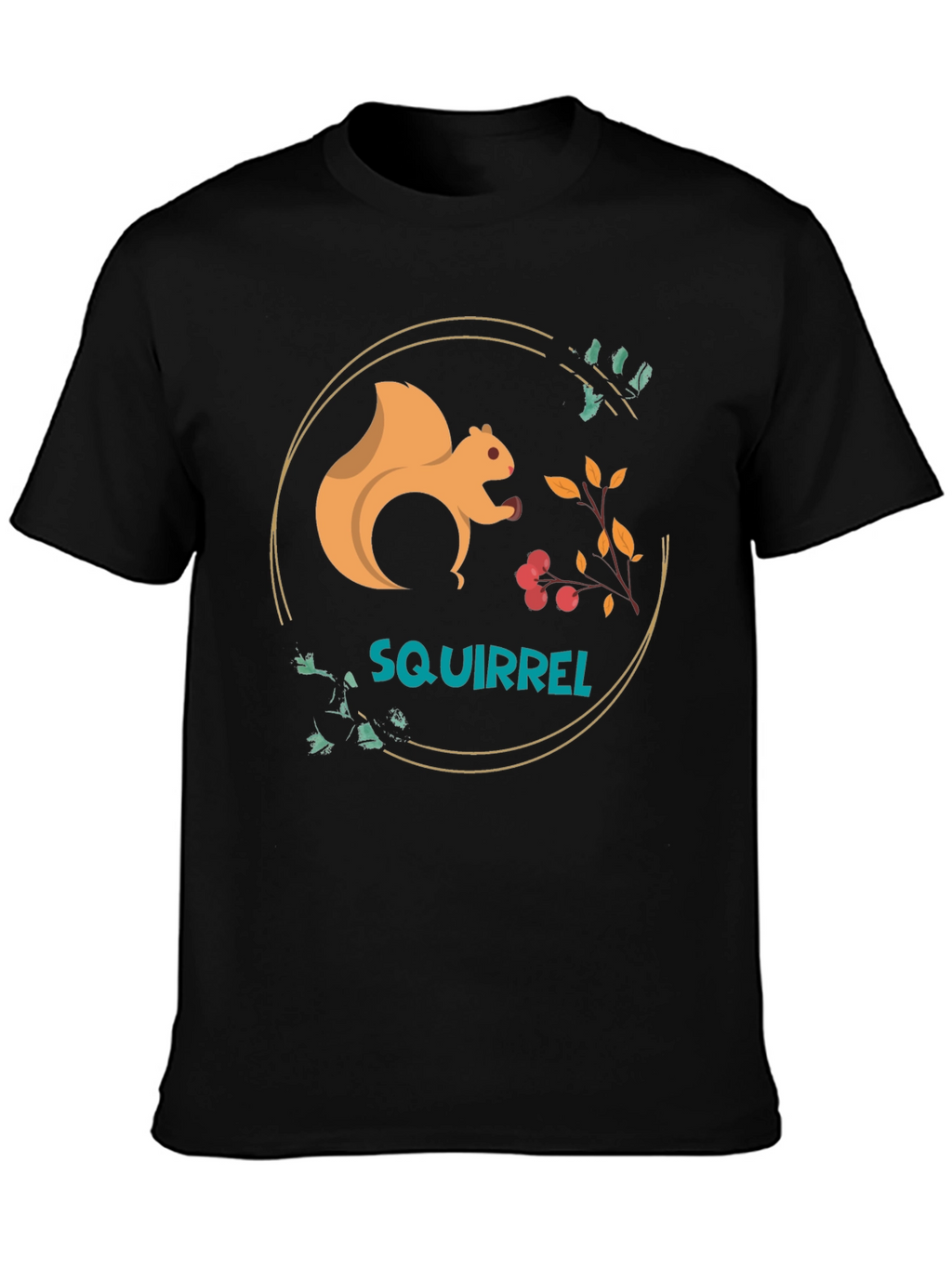 Squirrel Graphic Tee - Black Cotton Blend T-Shirt