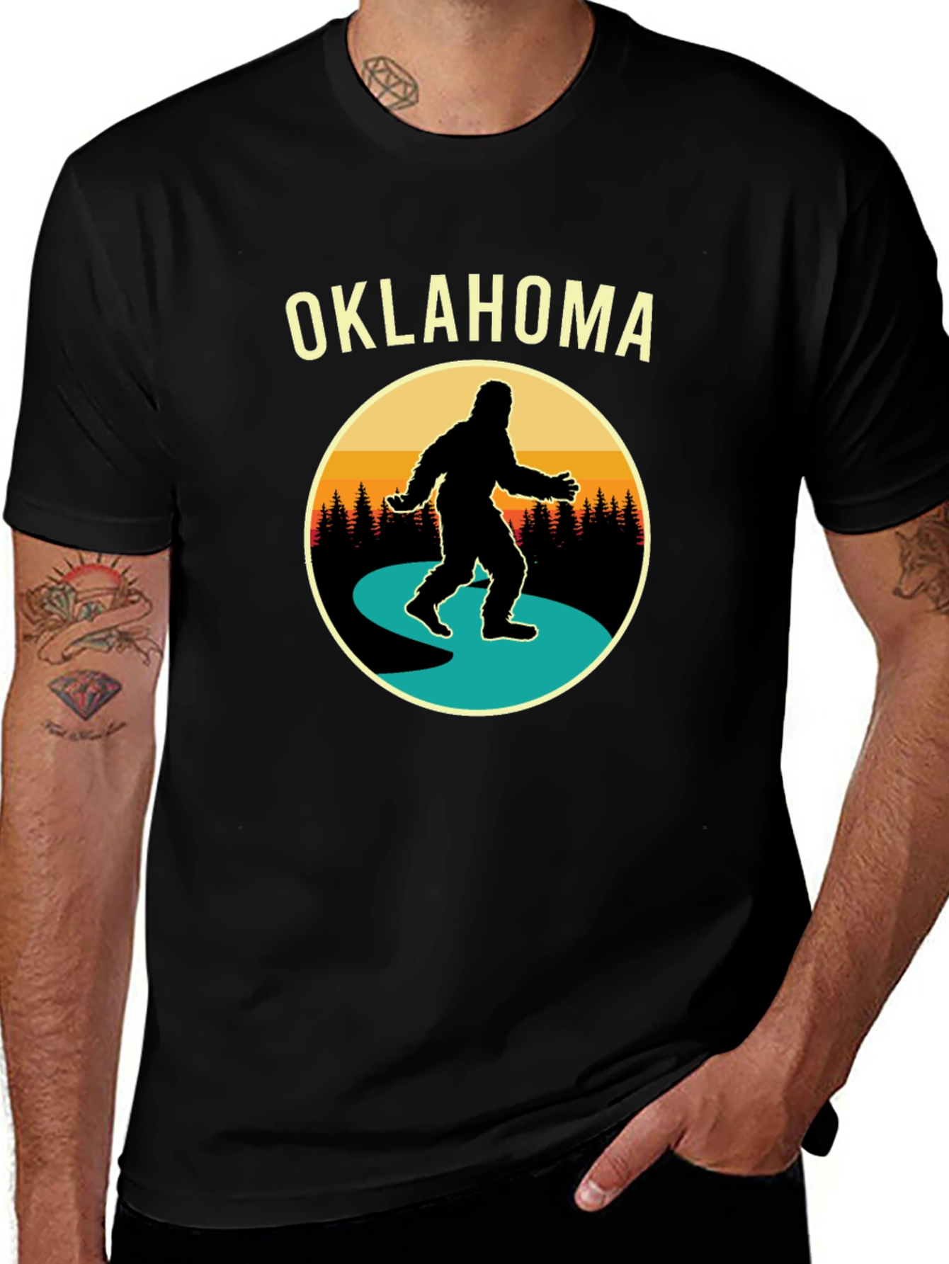 Oklahoma Bigfoot T-Shirt - Retro Sasquatch Tee