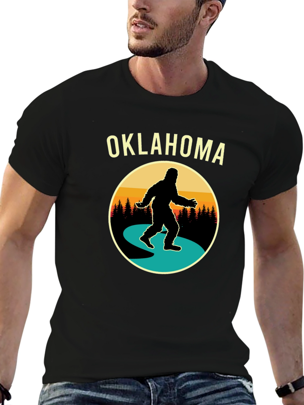 Oklahoma Bigfoot T-Shirt - Retro Sasquatch Tee