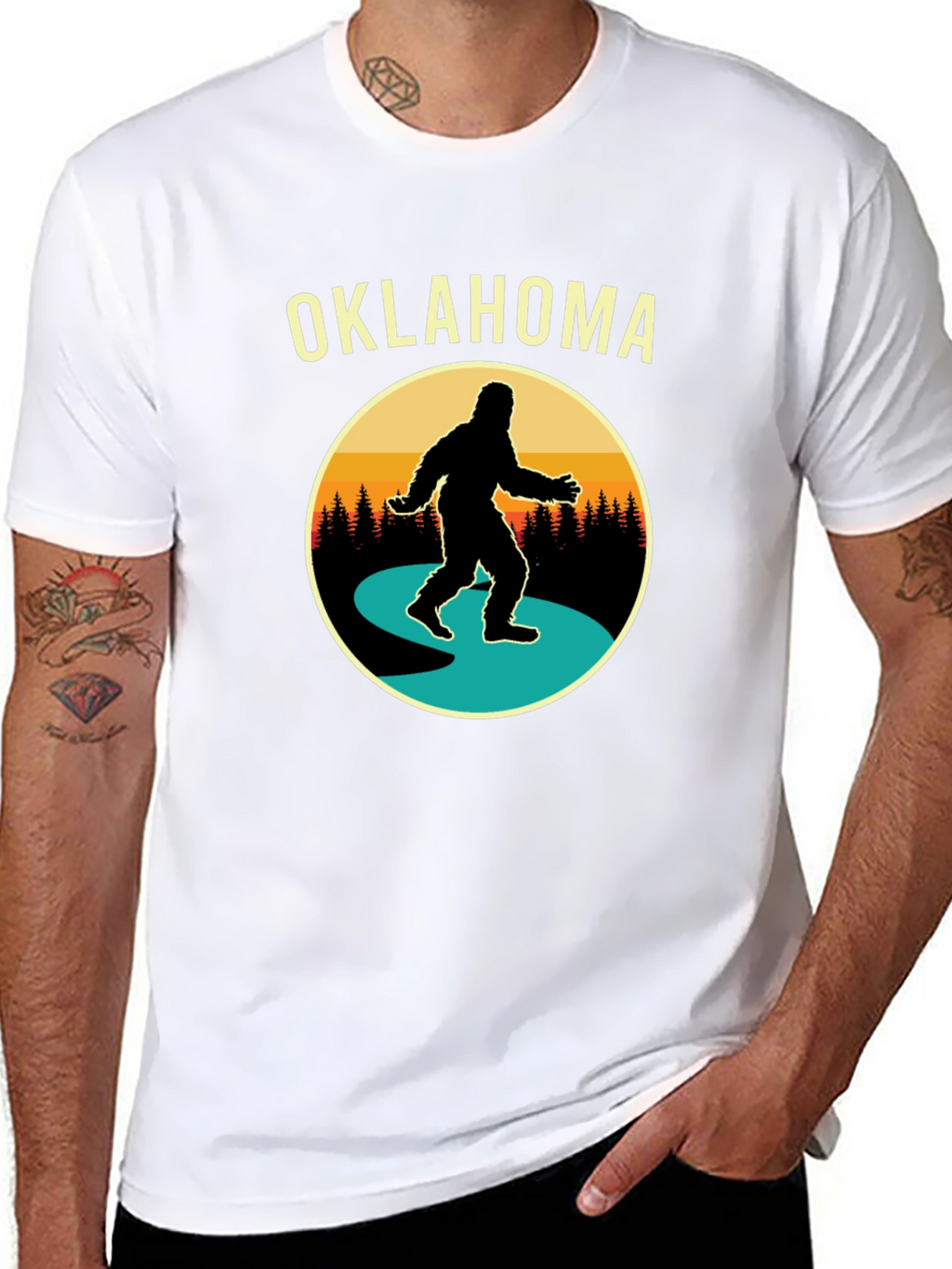 Oklahoma Bigfoot T-Shirt - Retro Sasquatch Tee