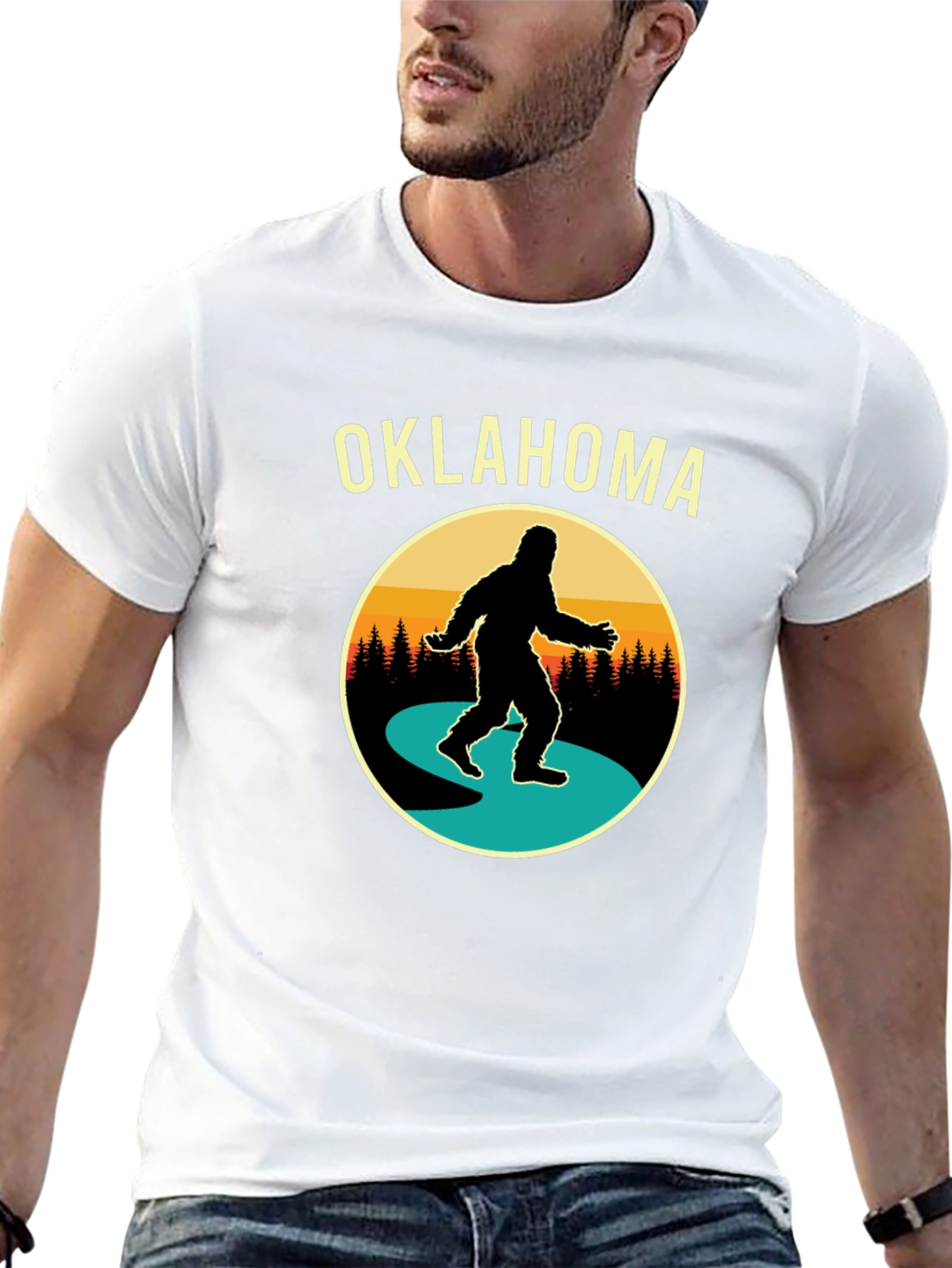 Oklahoma Bigfoot T-Shirt - Retro Sasquatch Tee