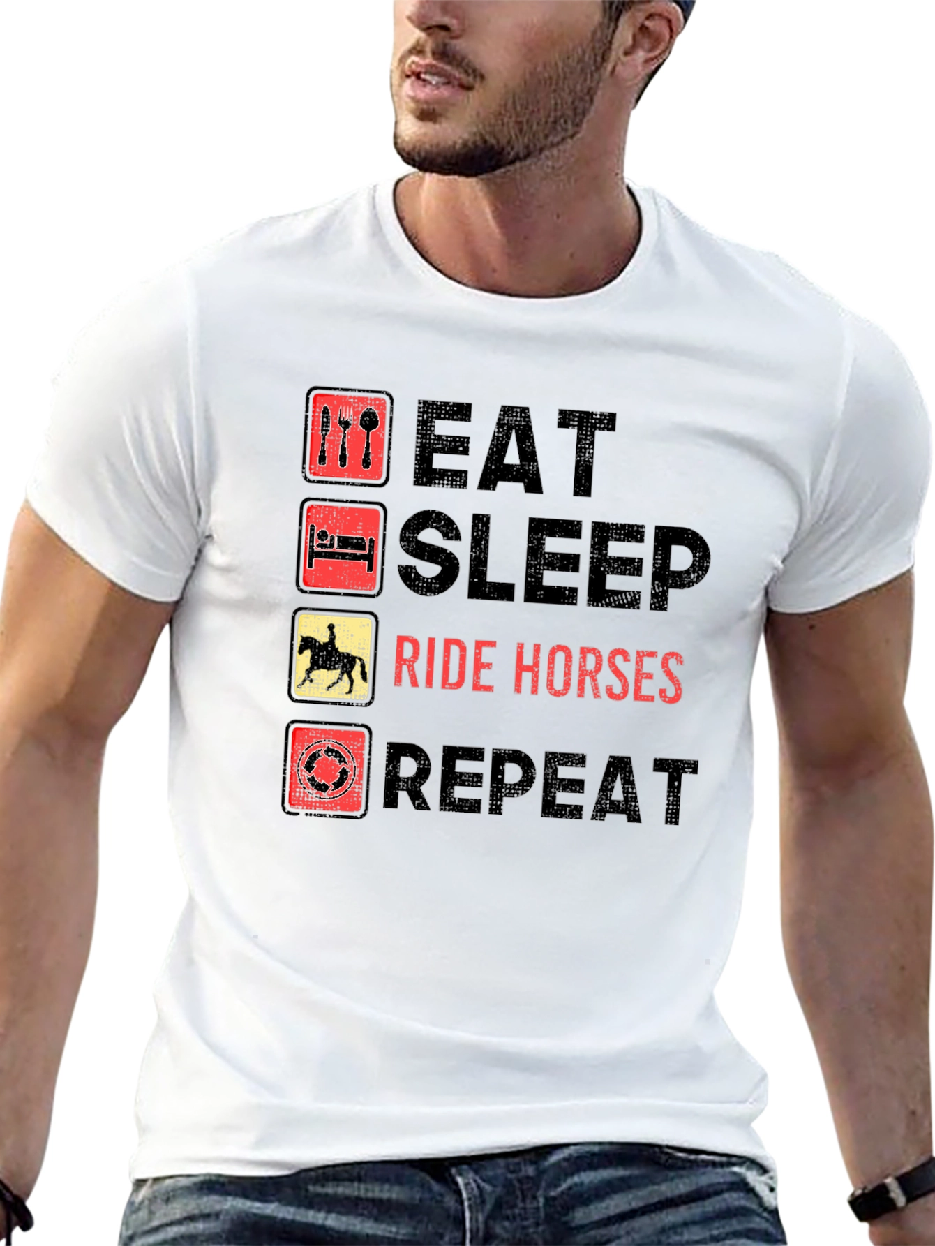 Eat Sleep Ride Horses Repeat Black T-Shirt