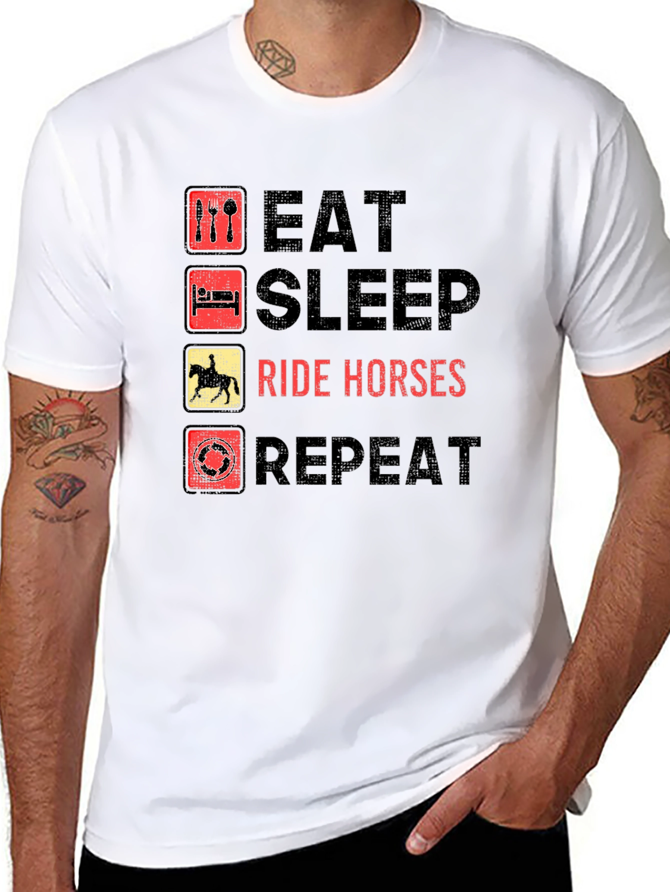 Eat Sleep Ride Horses Repeat Black T-Shirt