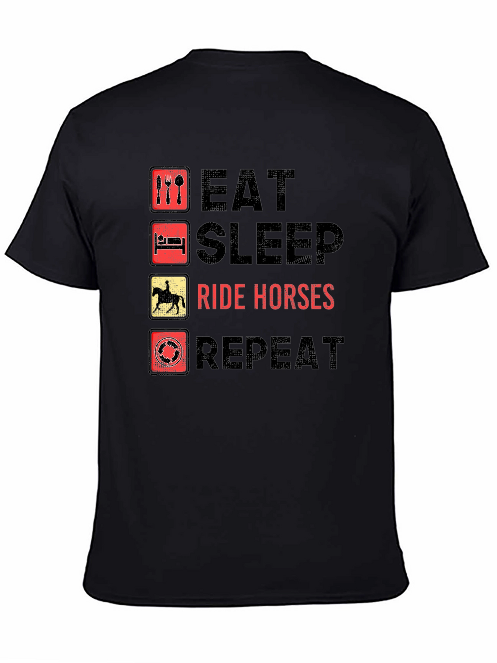 Eat Sleep Ride Horses Repeat Black T-Shirt