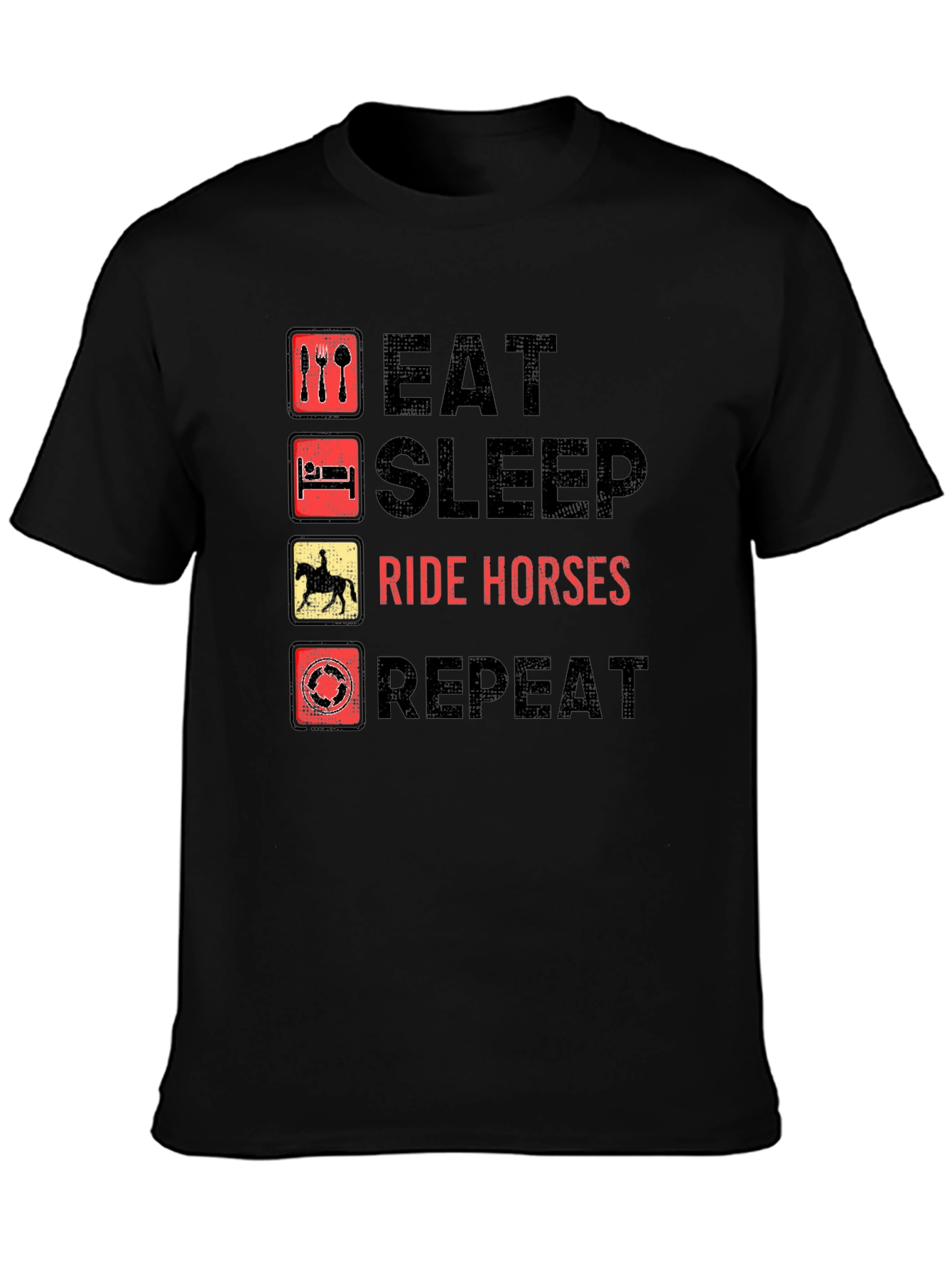 Eat Sleep Ride Horses Repeat Black T-Shirt