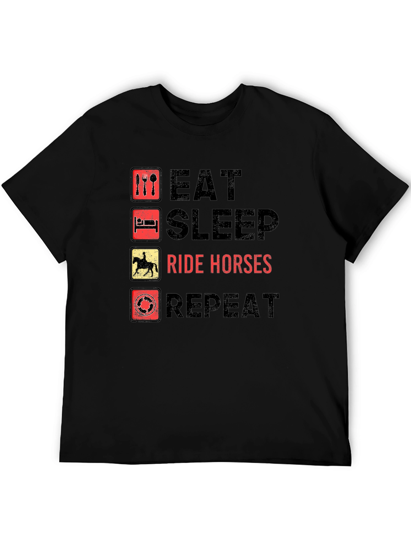 Eat Sleep Ride Horses Repeat Black T-Shirt